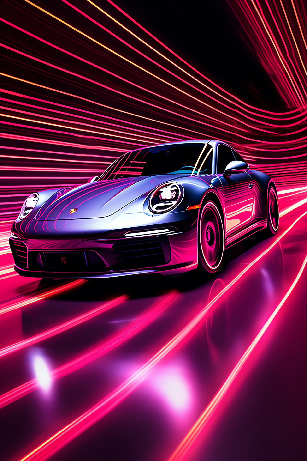 Dynamic Porsche 911 design, Artistic light background, Automotive photography, High-tech appeal, Car elegance, HD Phone Wallpaper