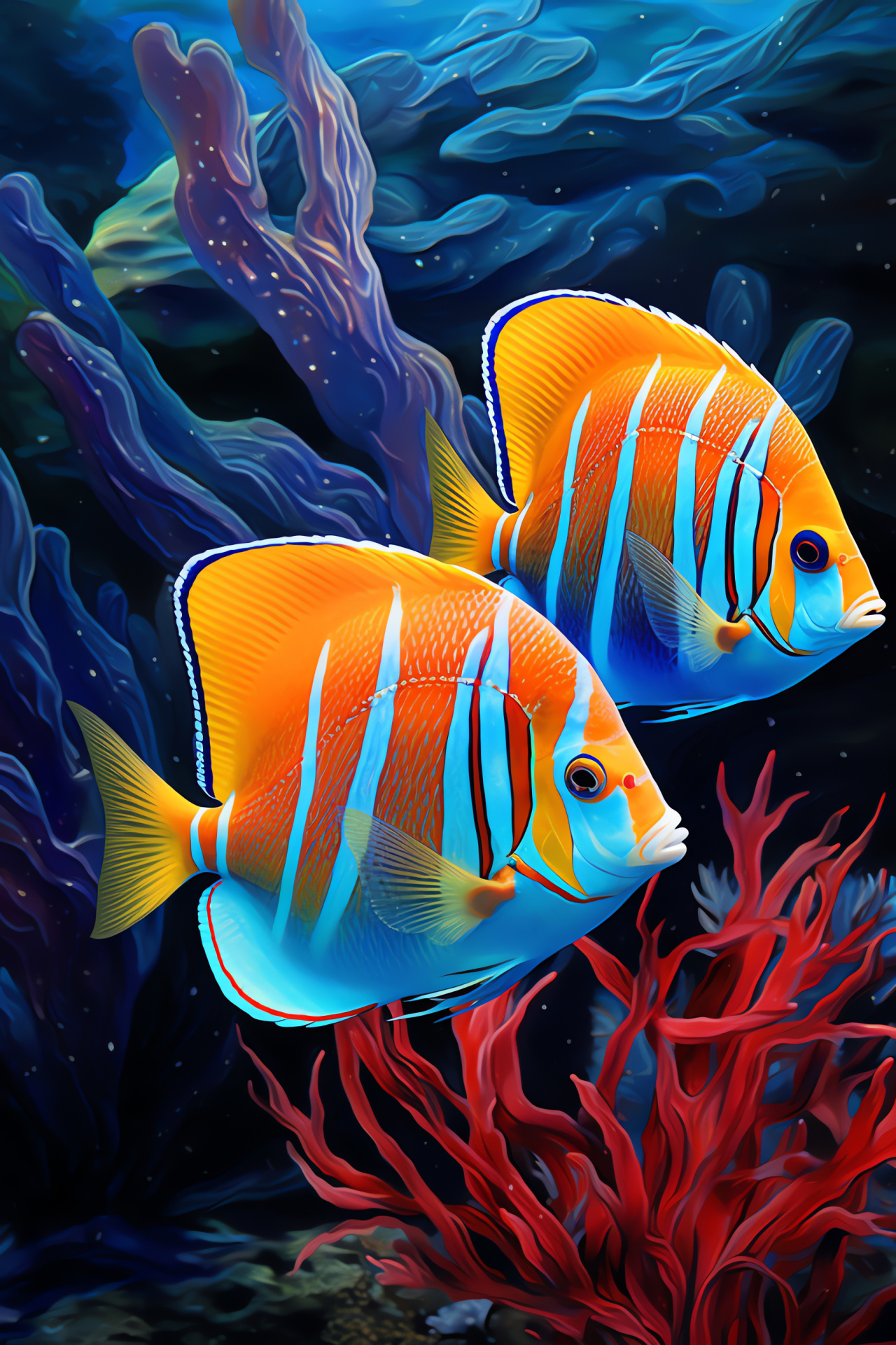 Colorful angelfish, tropical fish, Red Sea inhabitant, coral reef dweller, marine beauty, HD Phone Image