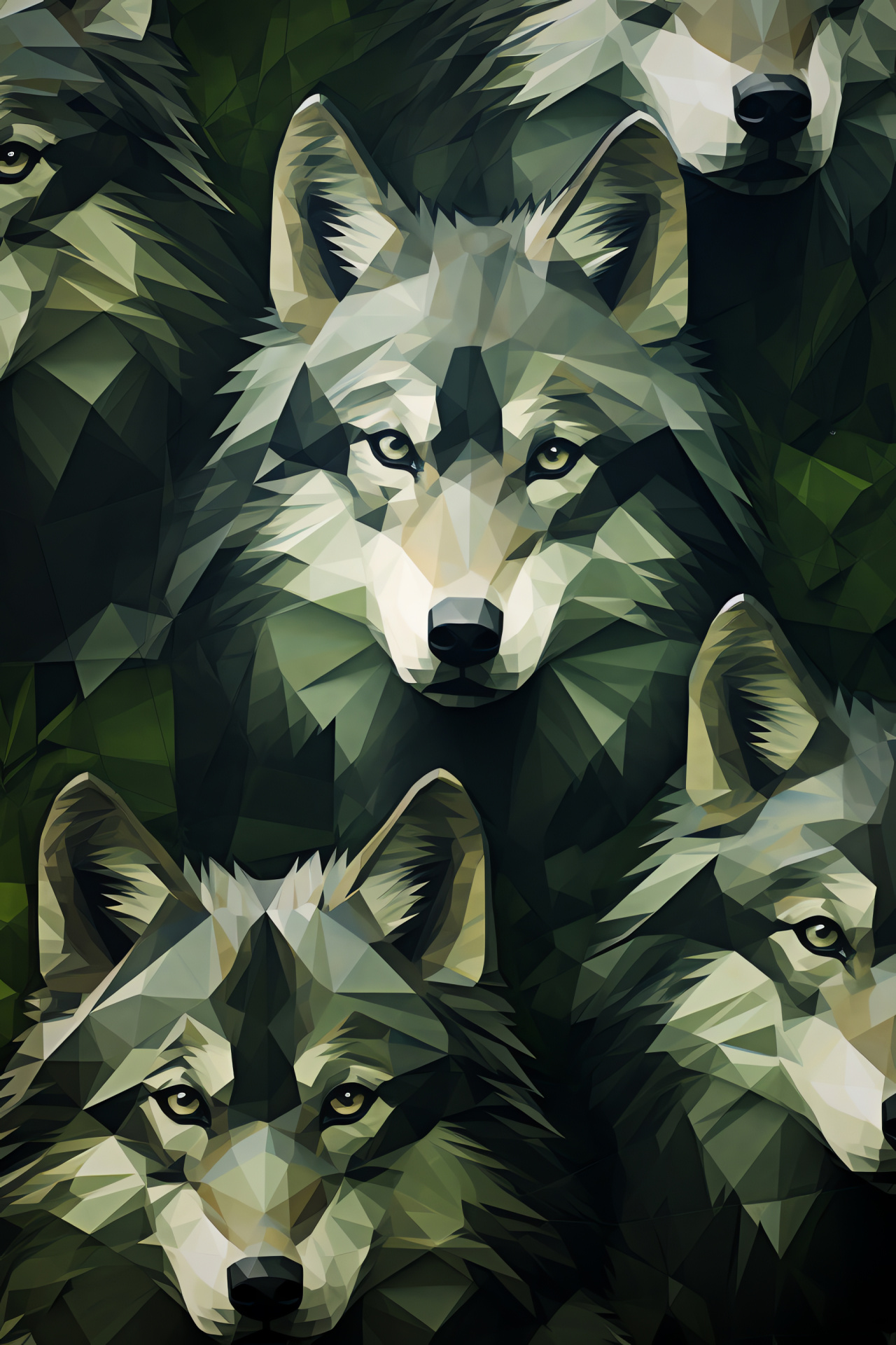 Timber wolves, Wild canine gaze, Abstract nature, Pack hierarchy, North American wildlife, HD Phone Image