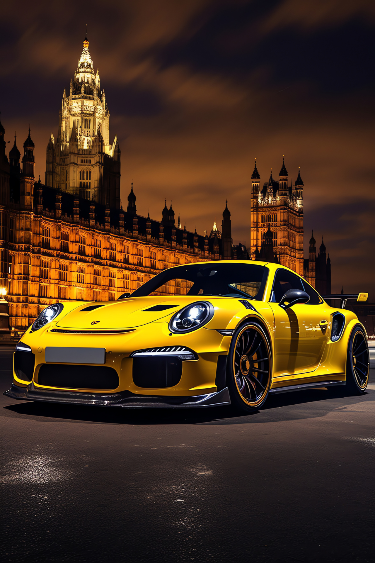 London streets, Porsche GT3 RS scene, British landmarks, Performance sports car, City exploration, HD Phone Image