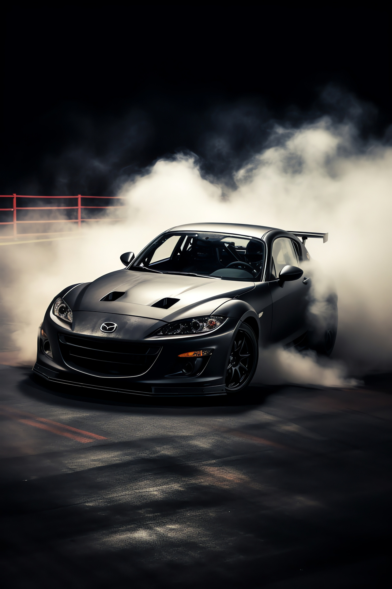 Mazda RX8 racing, Track day, Obsidian drift, Billowing tire smoke, Sports car performance, HD Phone Image