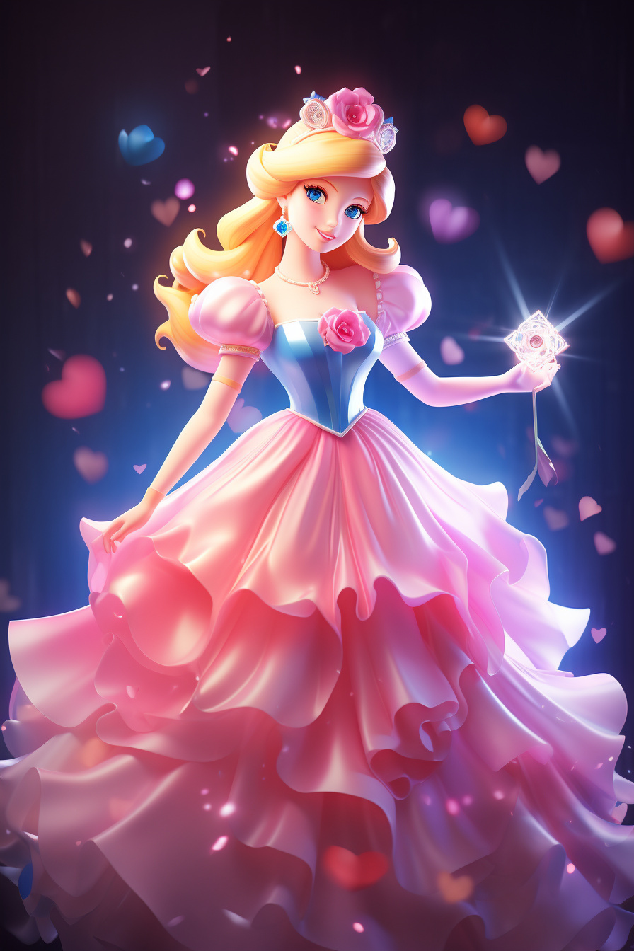 Princess Peach gaming, glowing backdrop, emerald eyes, floral arrangement, Nintendo character, HD Phone Image