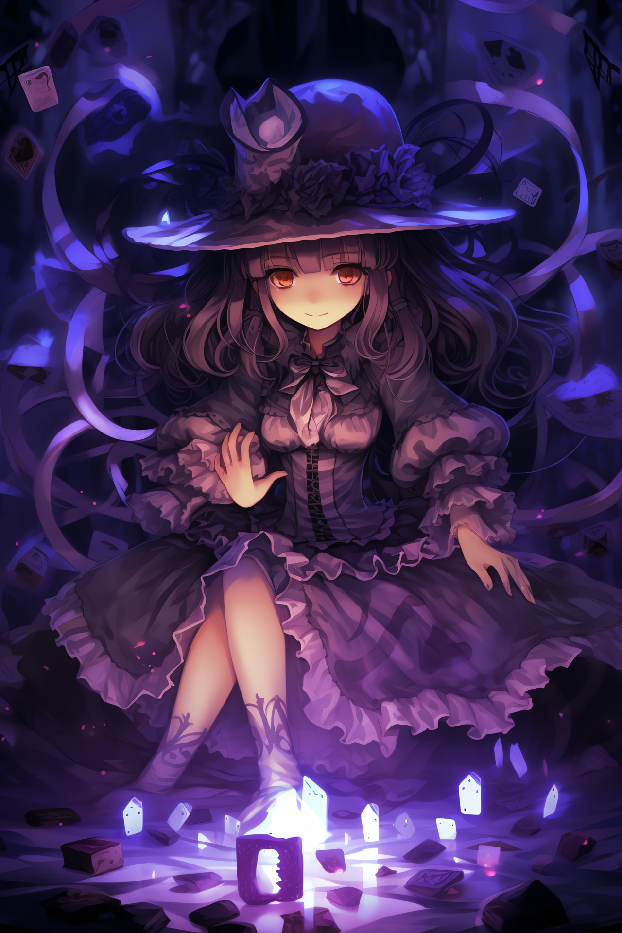 Patchouli Knowledge, Arcane arts enthusiast, Magician's wisdom theme, Violet-hued aura, Mystical library guardian, HD Phone Wallpaper