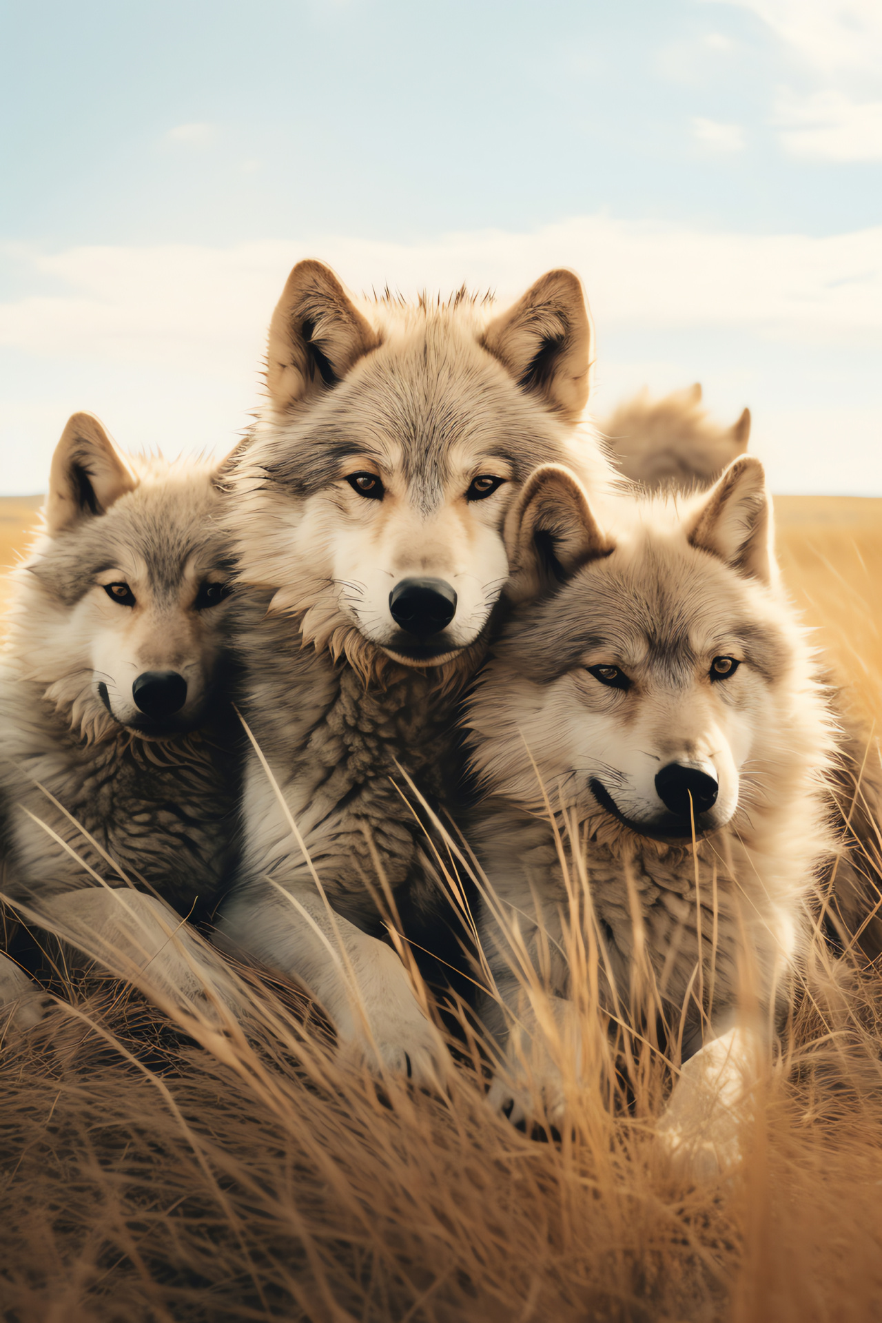 Mongolian wolves, Steppe wolves, Nomadic canines, Wilderness pack, Canidae family, HD Phone Wallpaper