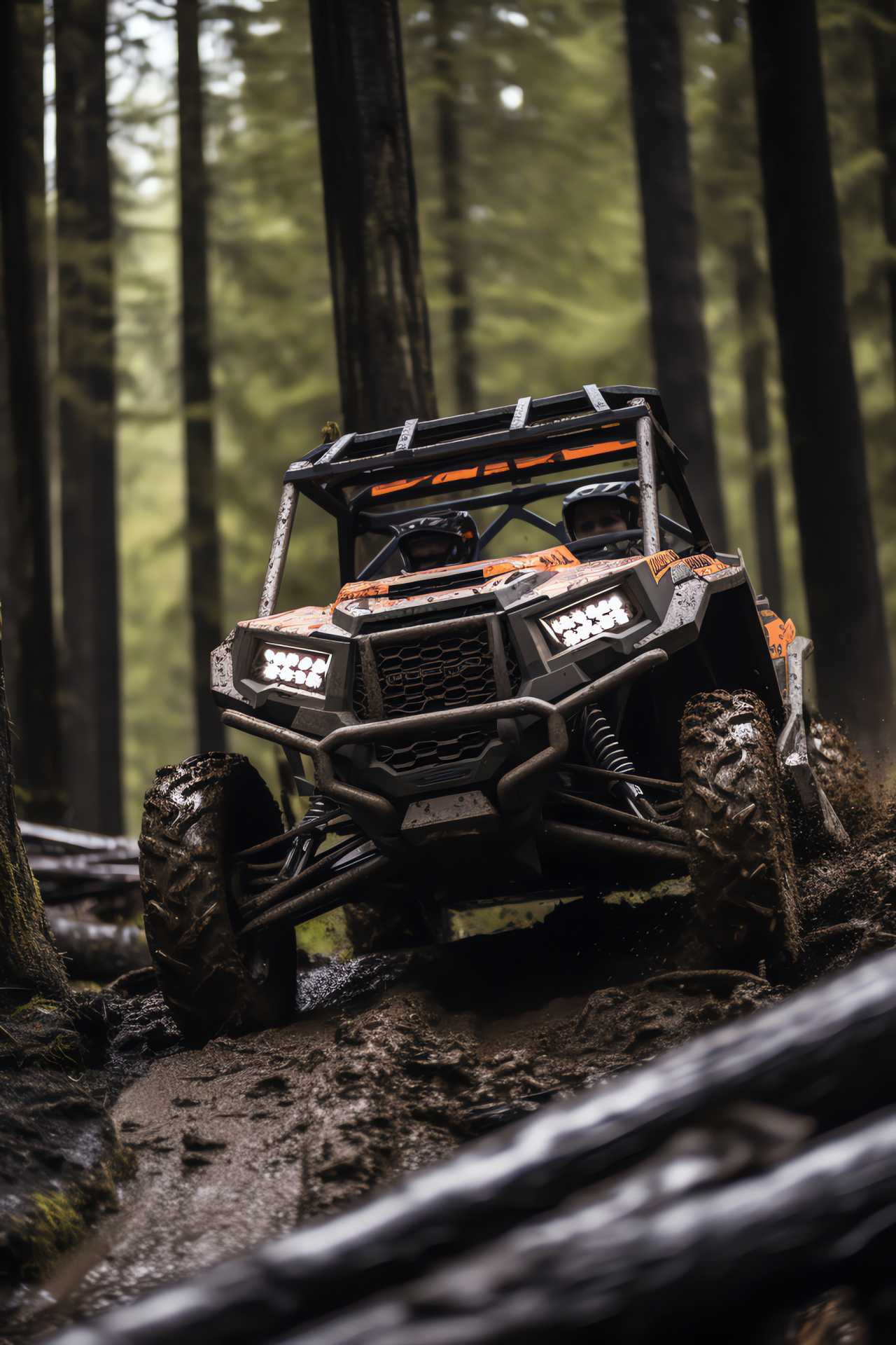 Polaris RZR Trail S 900 EPS, Off-roading in British Columbia, Challenging muddy paths, Extreme terrain navigation, Outdoor adventure vehicle, HD Phone Image