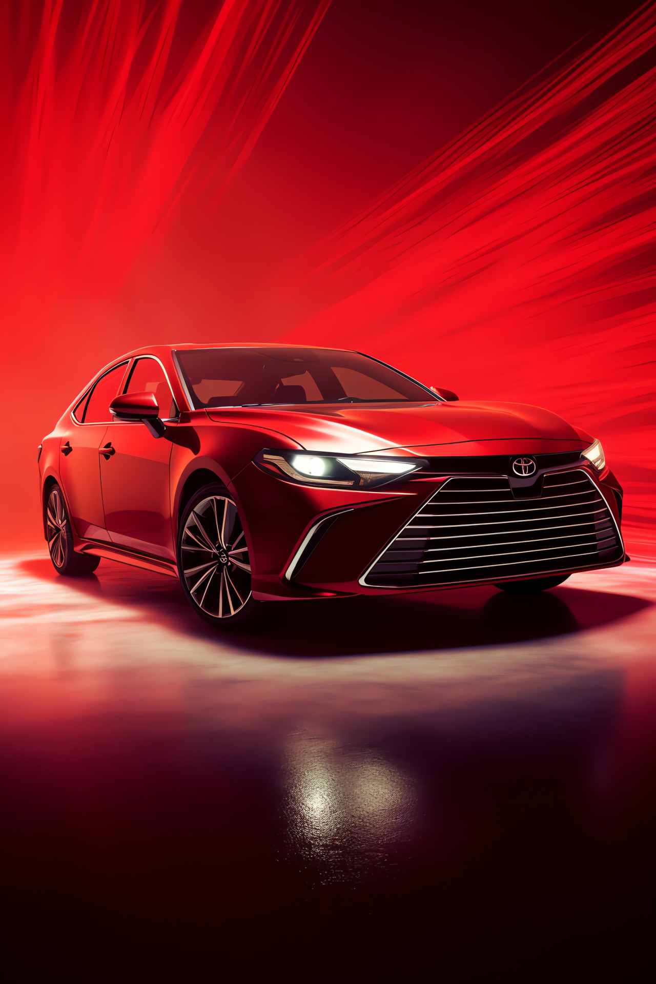 Toyota TRD Avalon, Performance sedan, Aerodynamic structure, Racing red finish, Monochrome concept, HD Phone Wallpaper