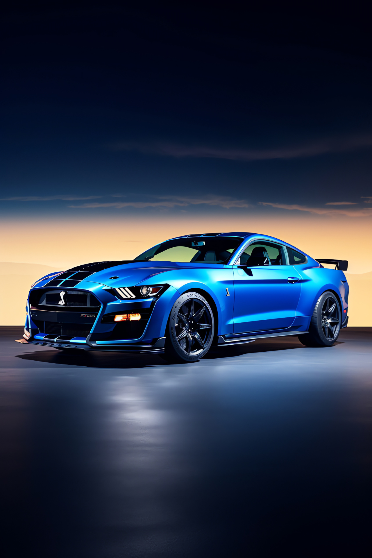 2022 Shelby Mustang GT500, Vivid azure presentation, Monochromatic theme, Muscle car evolution, Blue tone dominance, HD Phone Wallpaper