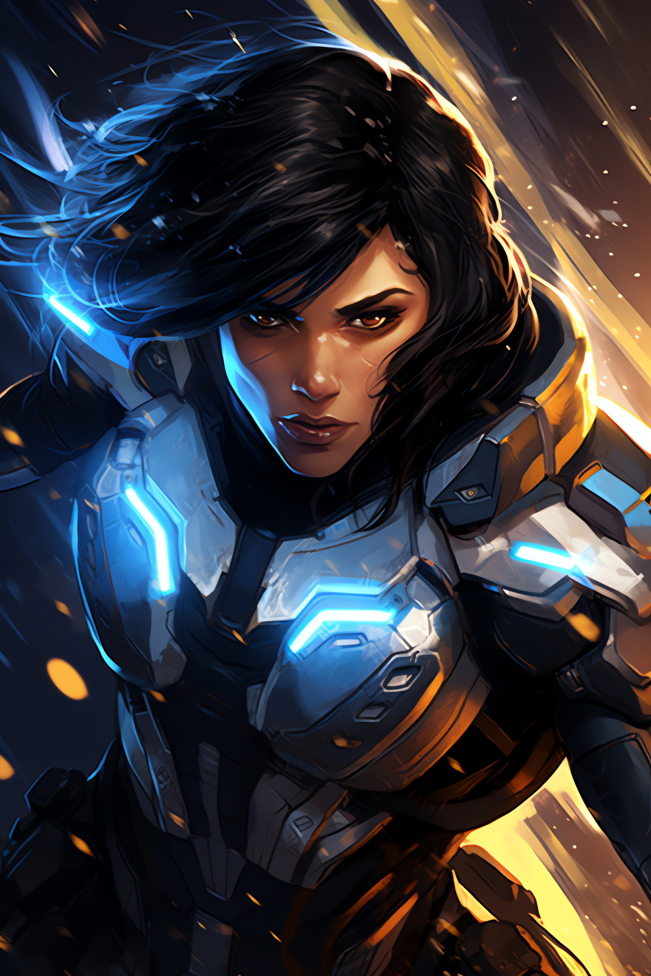 Pharah, Overwatch aerialist, Mid-flight agility, Defensive gear, Battlefield dynamics, HD Phone Image