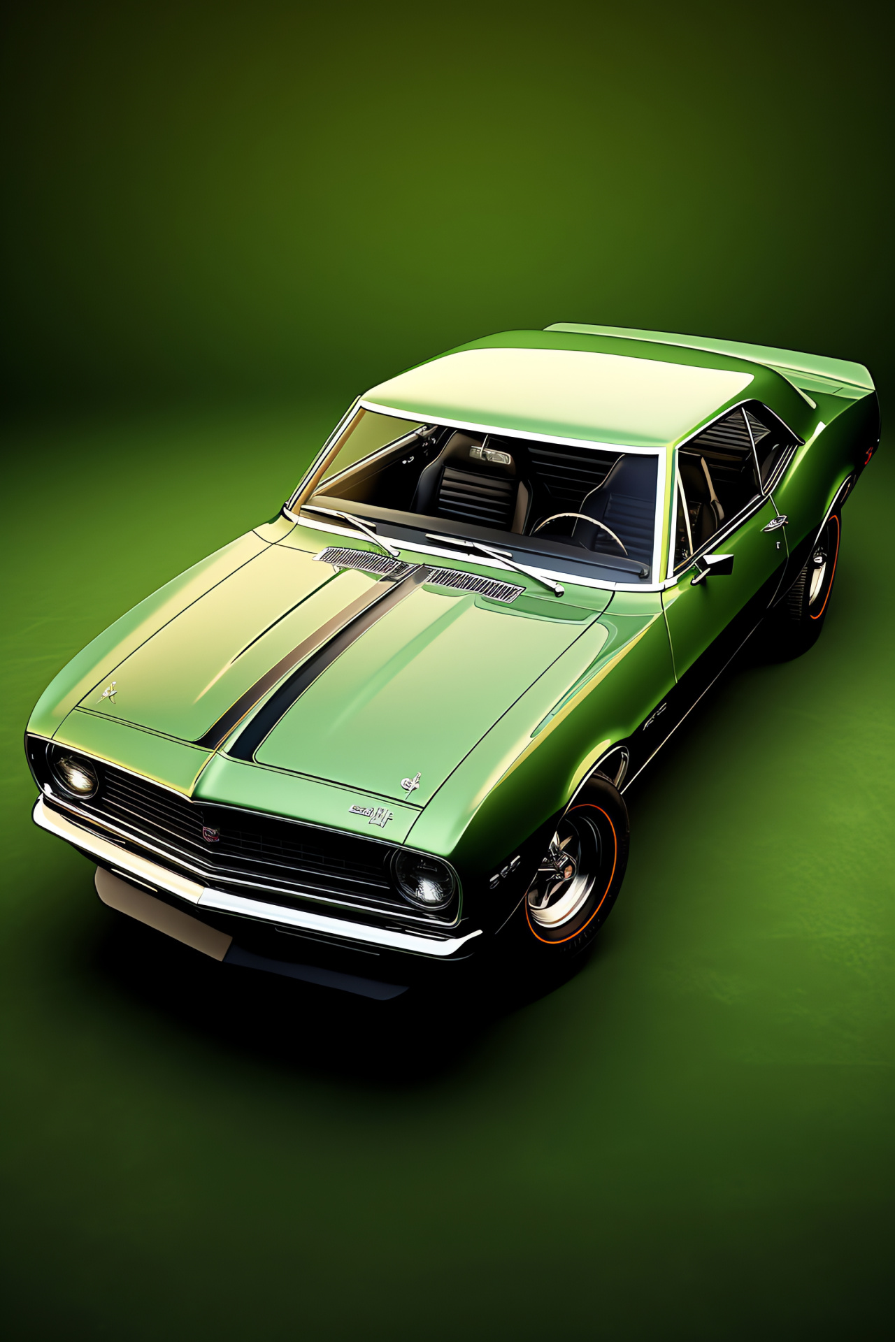 Classic car angle, Two-tone backdrop, Old-school style, Collector auto profile, Iconic vehicle charm, HD Phone Image