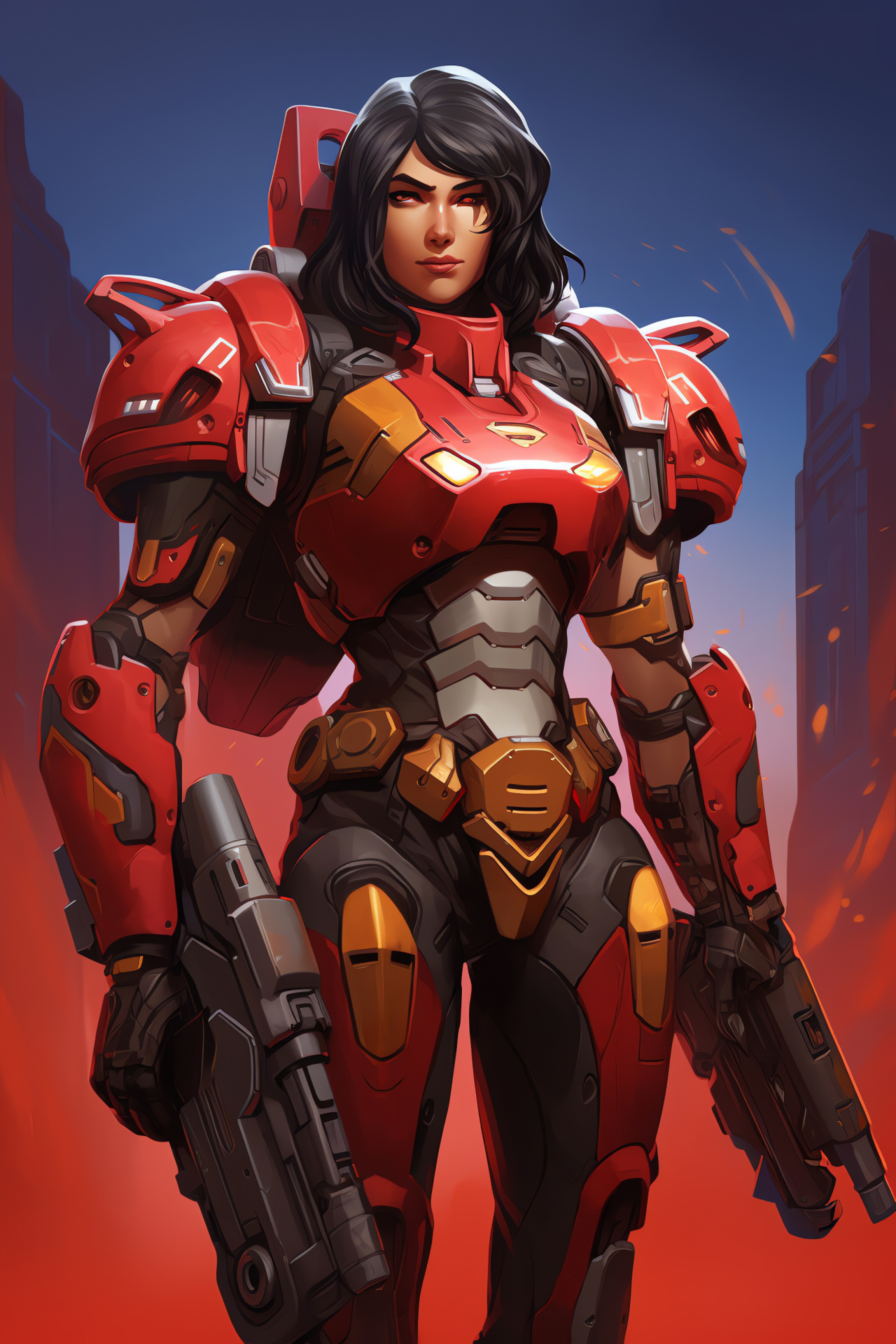 Pharah Overwatch, Full armor, Hero stance, Video game icon, Blizzard Entertainment, HD Phone Wallpaper