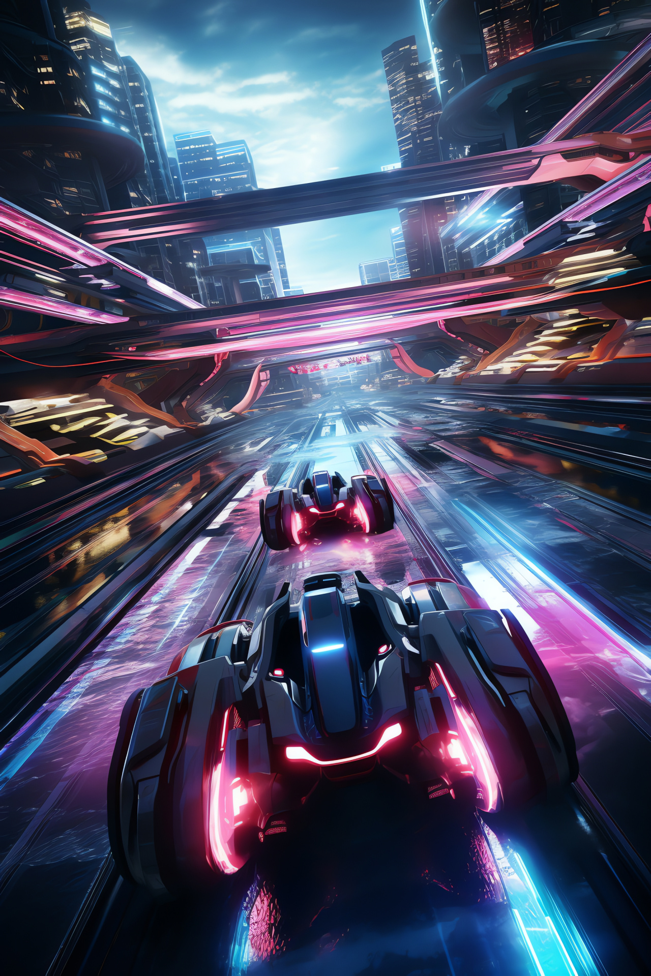 Playstation console, speed-driven genre, futuristic vessels, illuminated circuits, awe-inspiring graphics, HD Phone Image