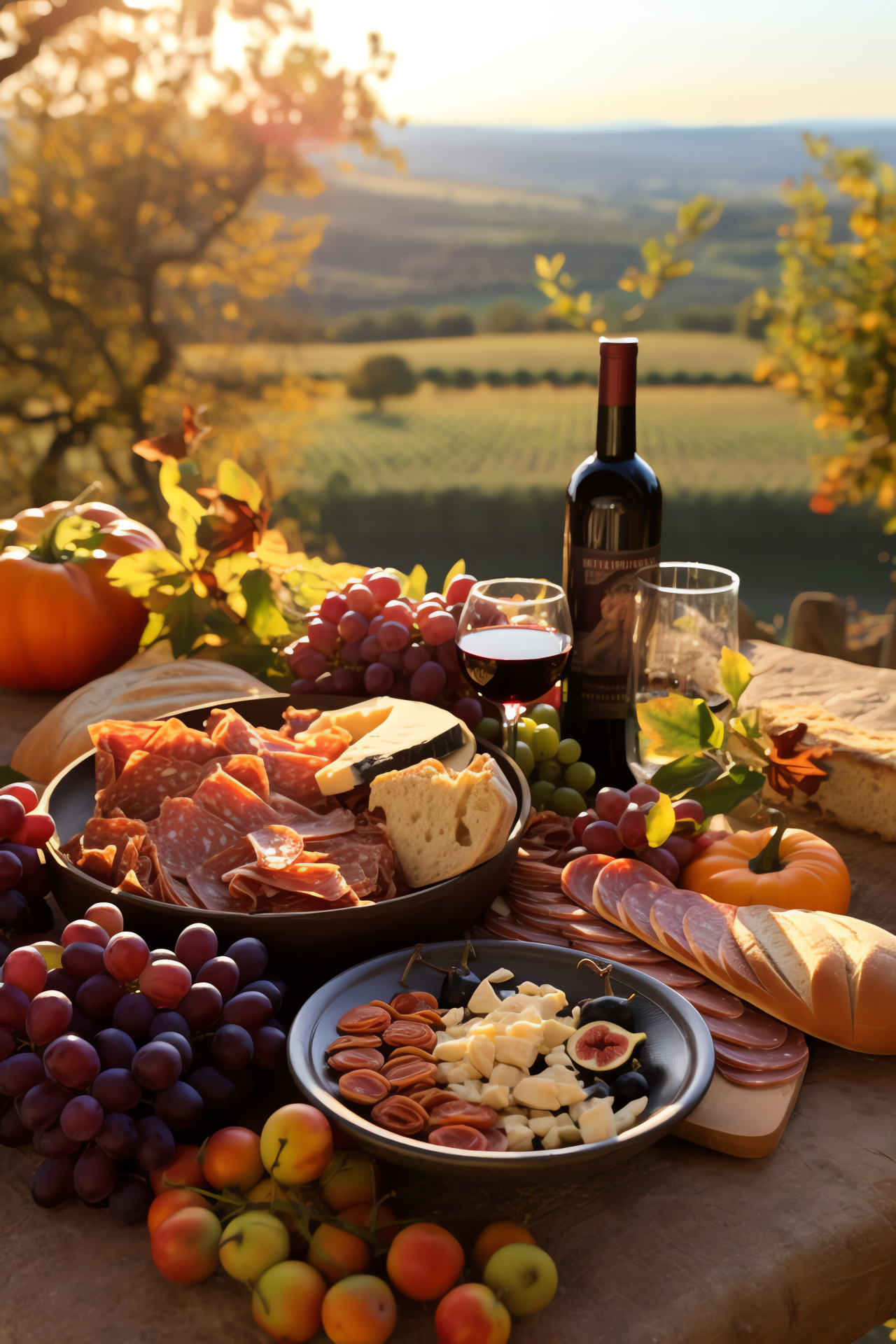 Thanksgiving in Tuscany, Italian feast, Vineyard setting, Harvest bounty, Tuscan sun, HD Phone Wallpaper