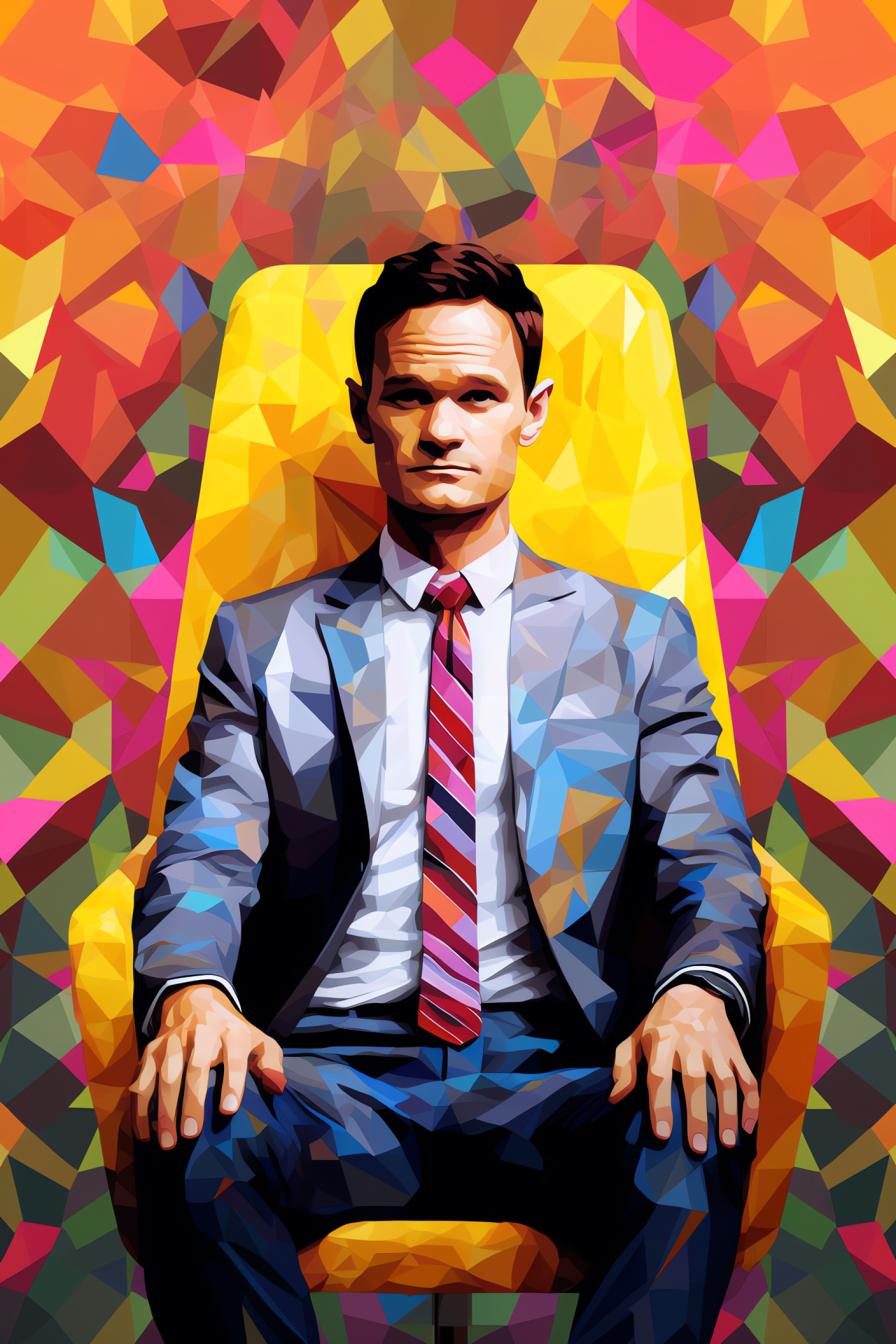 Neil as Barney Stinson, Sitcom character, HIMYM series, Quirky backdrop, Comedy show, HD Phone Image