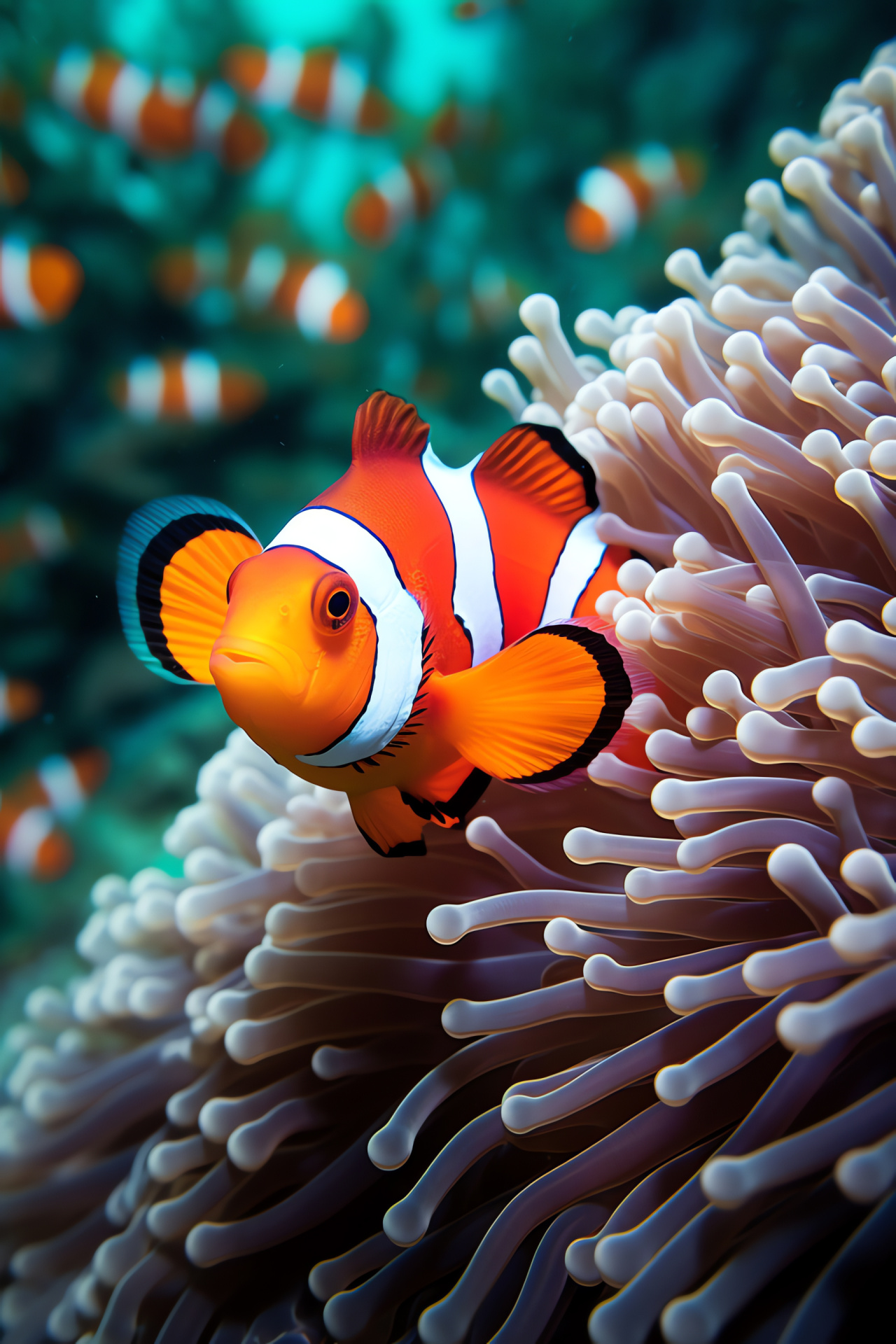 Clownfish species, Marine stripes, Oceanic fins, Coral ecosystem, Aquatic beauty, HD Phone Image