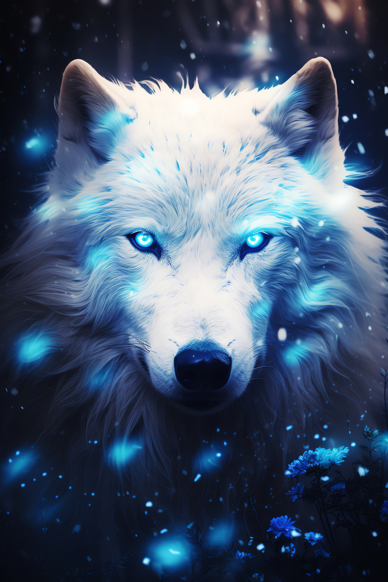 Arctic Wolf, icy gaze, pristinely white fur, wintry backdrop, alabaster setting, HD Phone Wallpaper