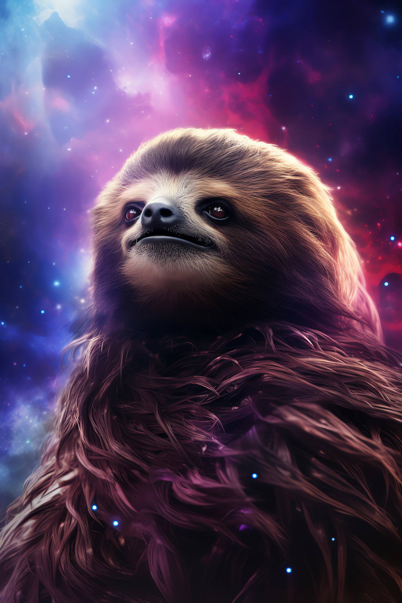 Space Drifter Sloth, Indigo voyage, Starlike fur, Velvet sky mimic, Galaxy twirl habitat, HD Phone Wallpaper