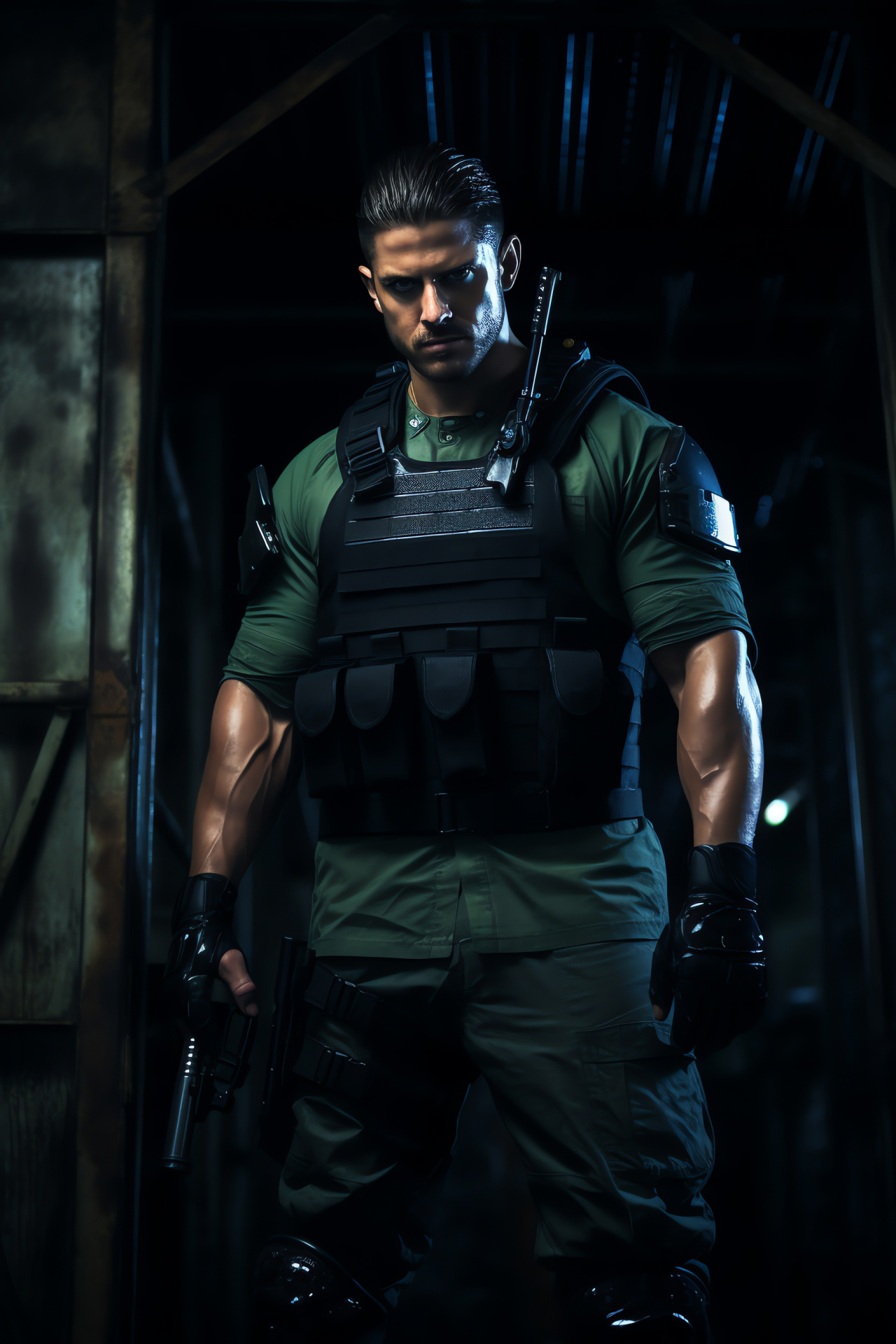 Resident Evil franchise, heroic Chris Redfield, elite S.T.A.R.S. gear, Biohazard scenario, Umbrella secrets, HD Phone Image