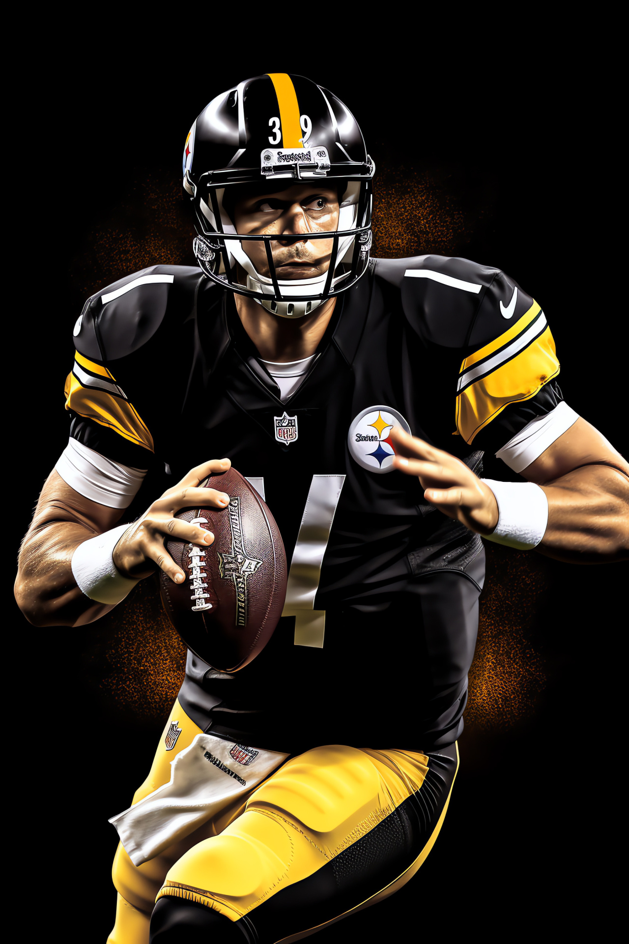 Steelers quarterback, Game perspective, Receiver in motion, Stadium panorama, Sporting event, HD Phone Image