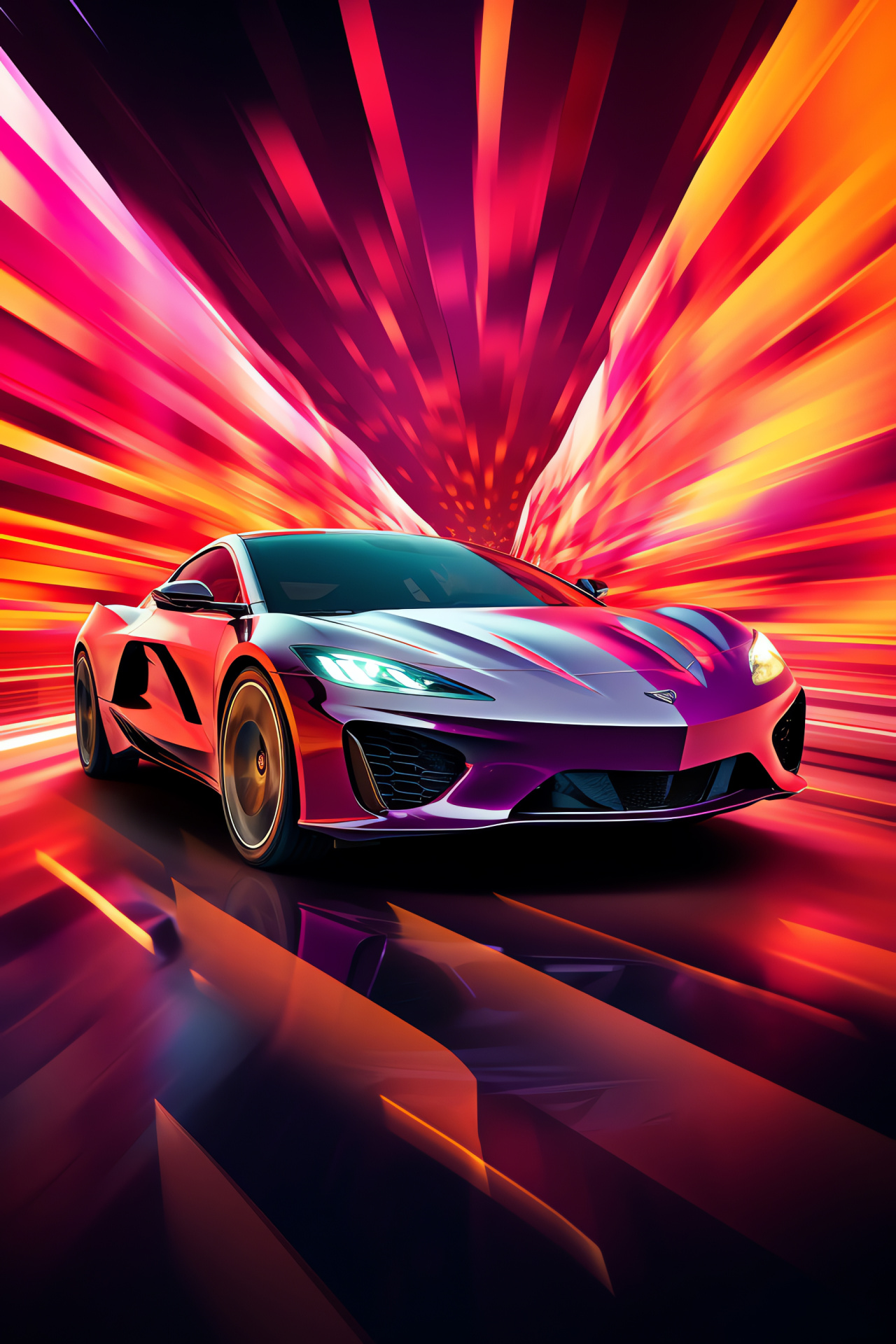 Dynamic sports car profile, Aerial auto display, Provocative backdrop interplay, Lively shades, Motoring excitement, HD Phone Wallpaper