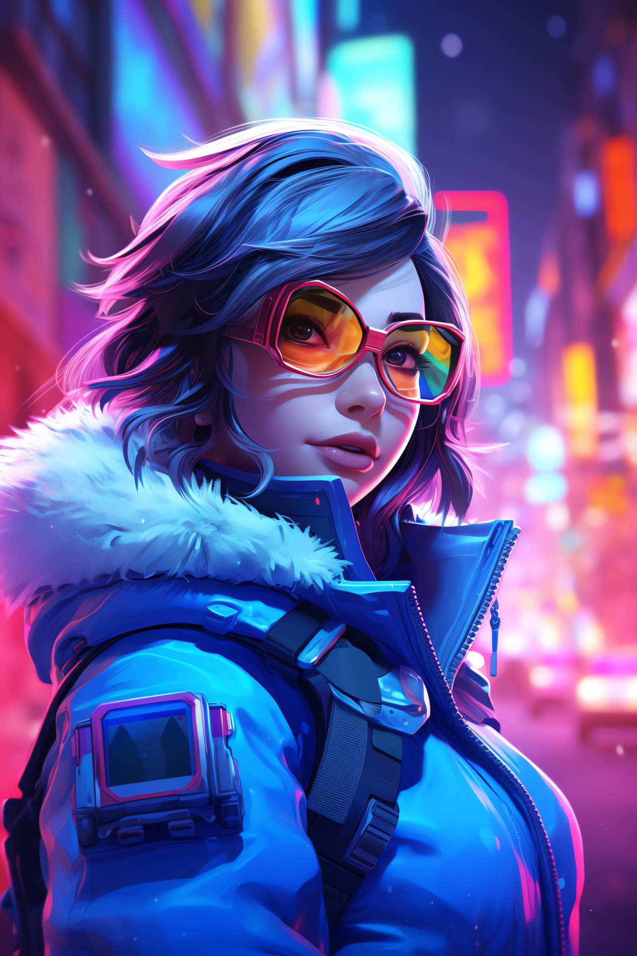 Overwatch Mei, Ice Wall skill, Urban level, Illuminated environment, Frosted barrier, HD Phone Wallpaper