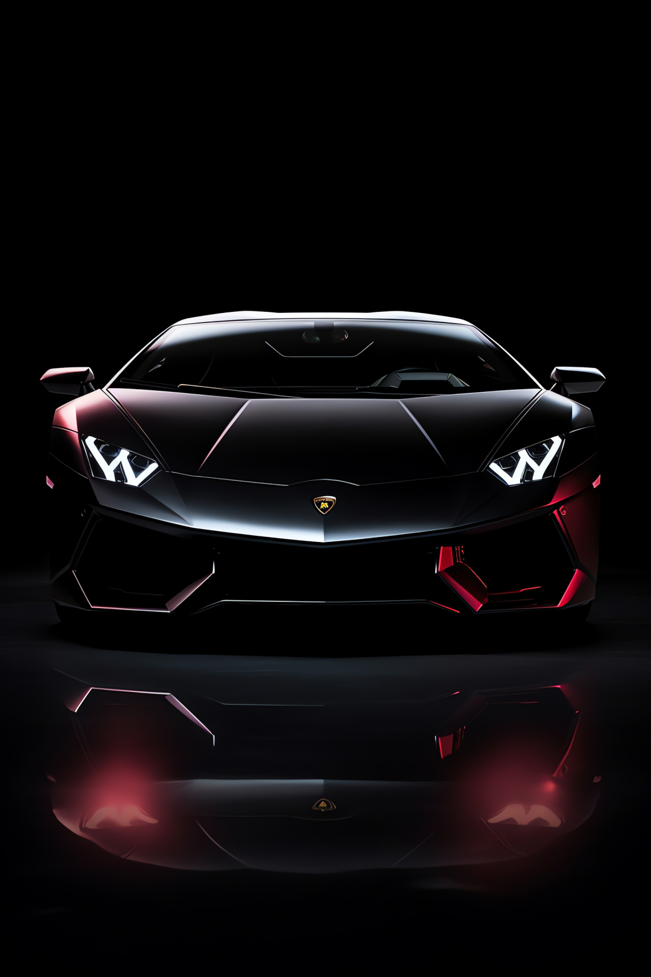 Mysterious Lamborghini aura, Black minimalist setting, Italian elegance, Understated power, Automotive allure, HD Phone Image