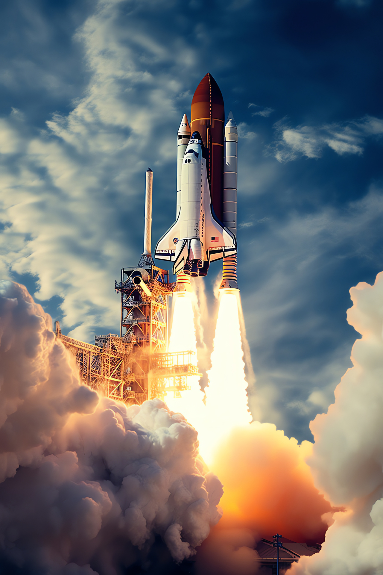 Space Shuttle launch, NASA engineering marvel, Rocket propulsion, Earth orbit ascent, Space exploration icon, HD Phone Wallpaper