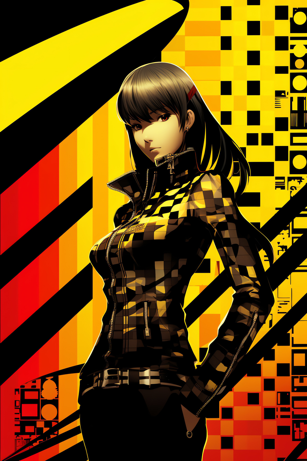 Persona 4 Golden Yukiko Amagi, Inaba's elegant heiress, Abstract persona, Symmetry, monochrome, HD Phone Wallpaper