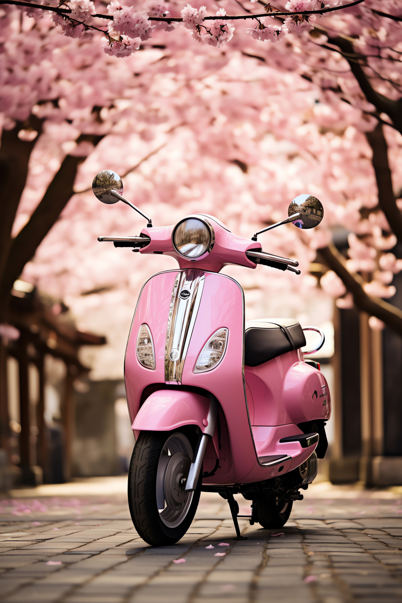 Vespa in Kyoto, Hanami season, Japanese culture, Scooter lifestyle, Urban mobility solution, HD Phone Wallpaper