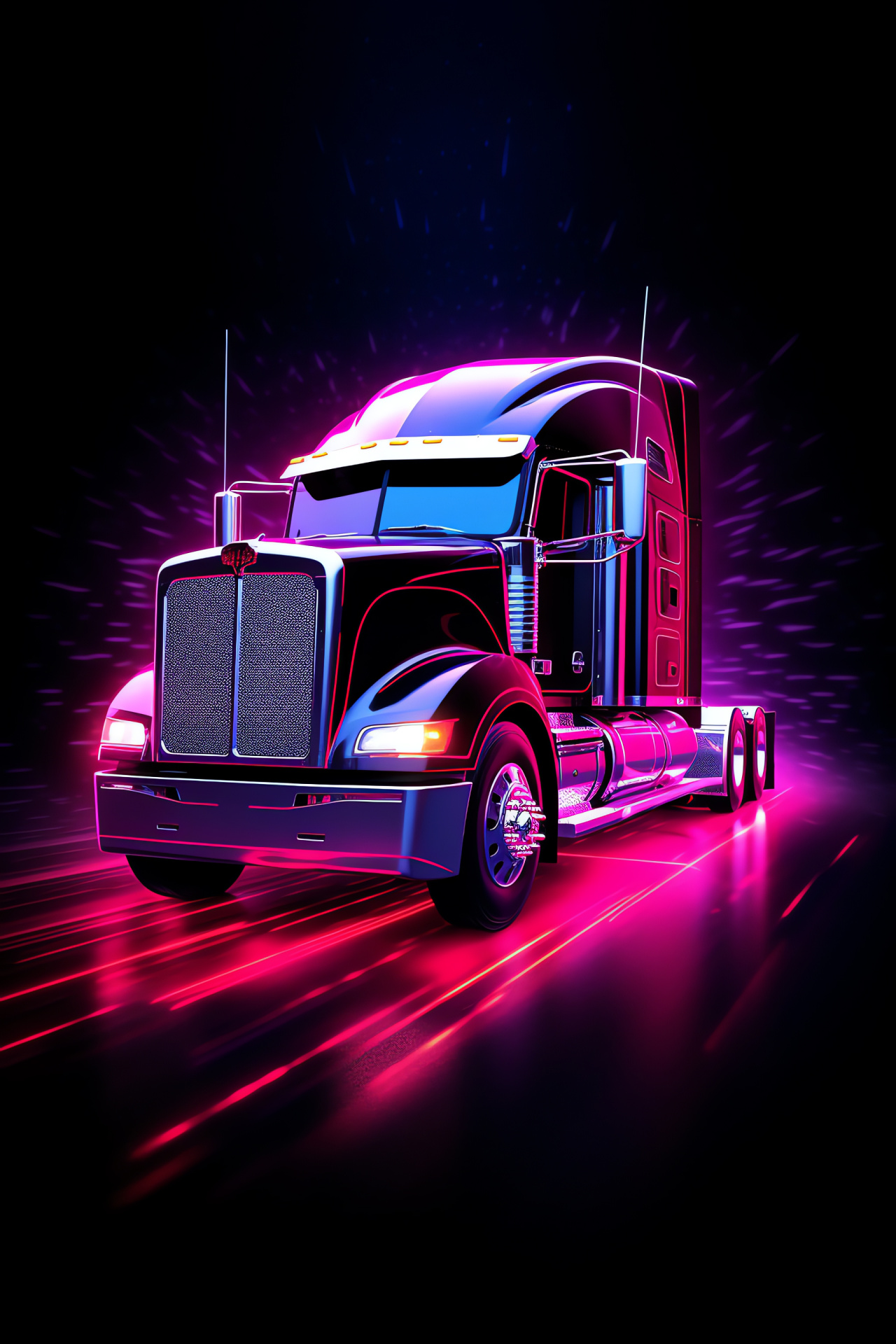 Peterbilt truck logo, Glowing linear background, Side perspective, Luminescent graphic, Brand identity, HD Phone Image