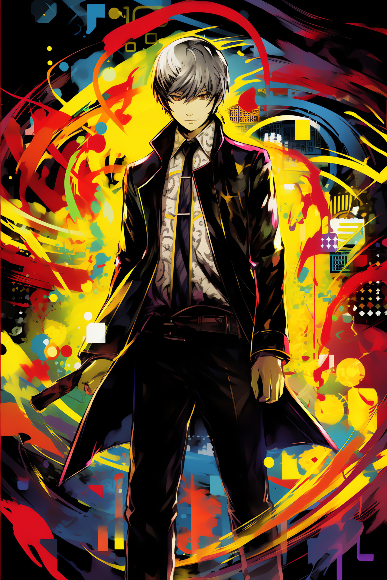 Persona 4, Yu Narukami, Azure gaze, Divination card, Radiant urban spectrum, HD Phone Image