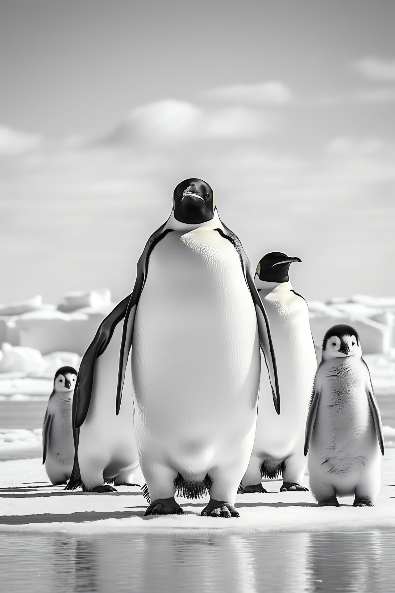 Emperor Penguin, Antarctic avians, Penguin plumage, Wildlife colony, Ice domain, HD Phone Wallpaper