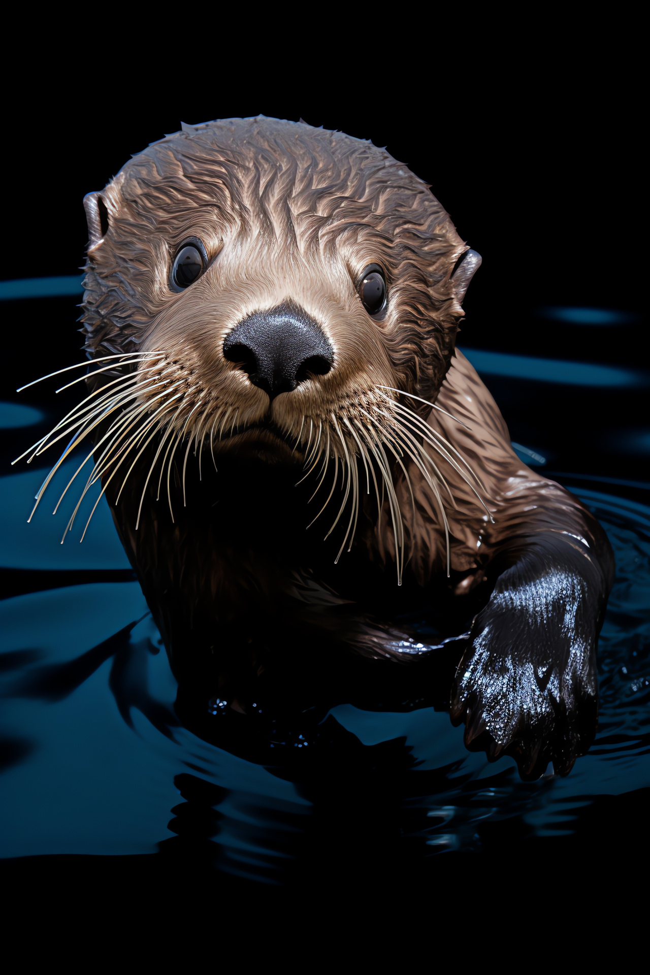 Young sea otter, marine mammal, aquatic playfulness, North Pacific native, adorable creature, HD Phone Image