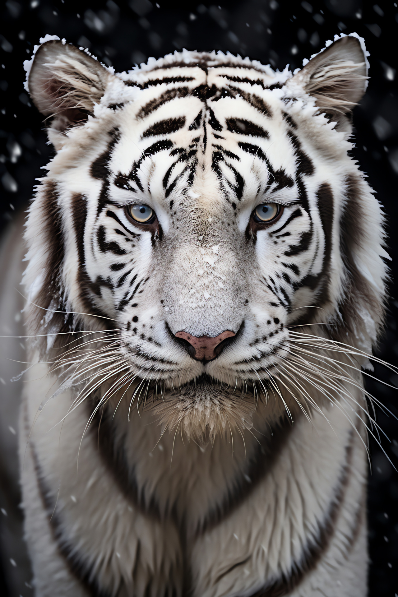 White Tiger, Unique stripe pattern, Big cat species, Enigmatic creatures, Endangered species, HD Phone Image