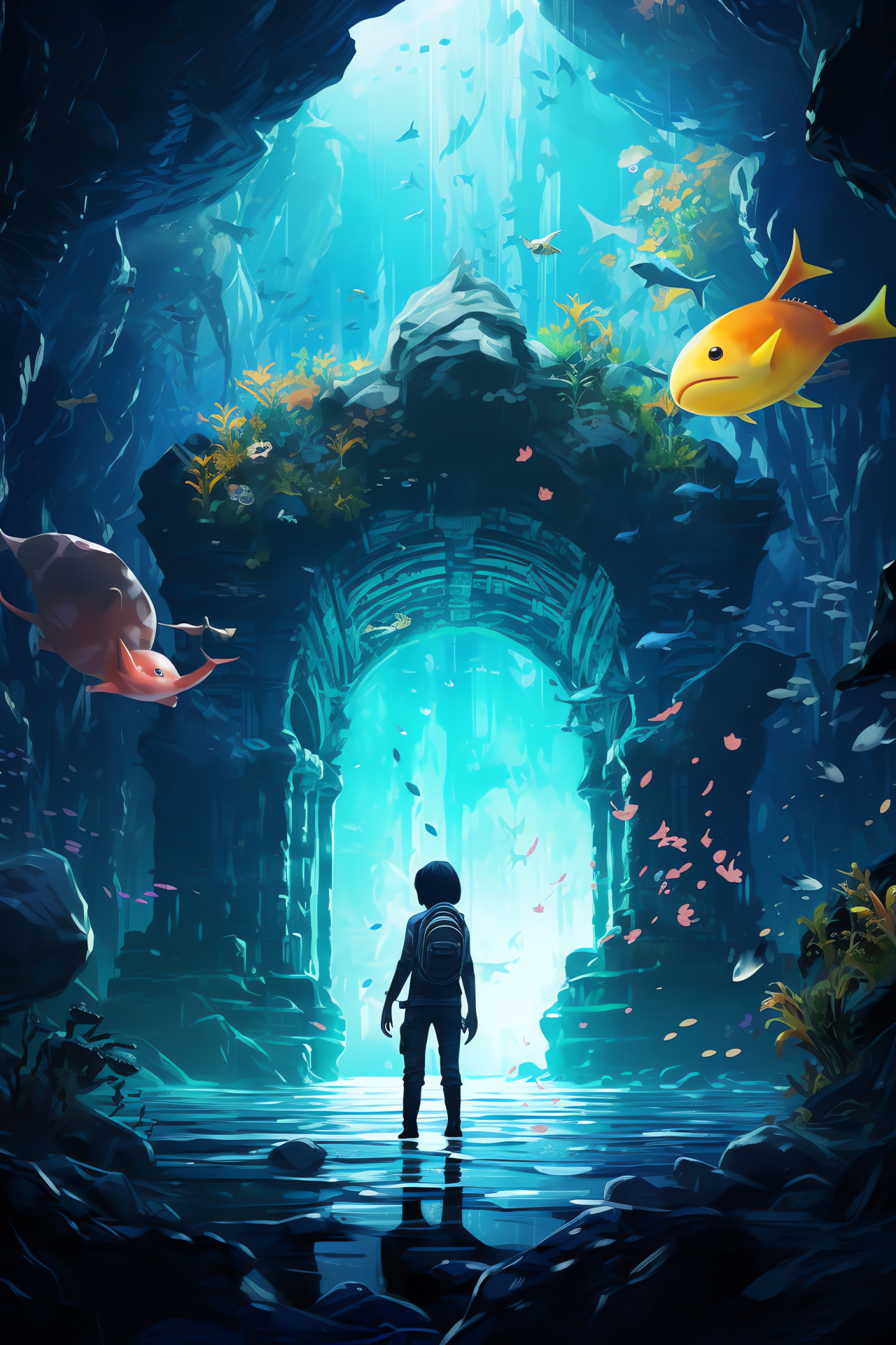 Pokemon White, Mysterious ruins, Adventurous journey, Marine Pokemon, Submerged civilization, HD Phone Image