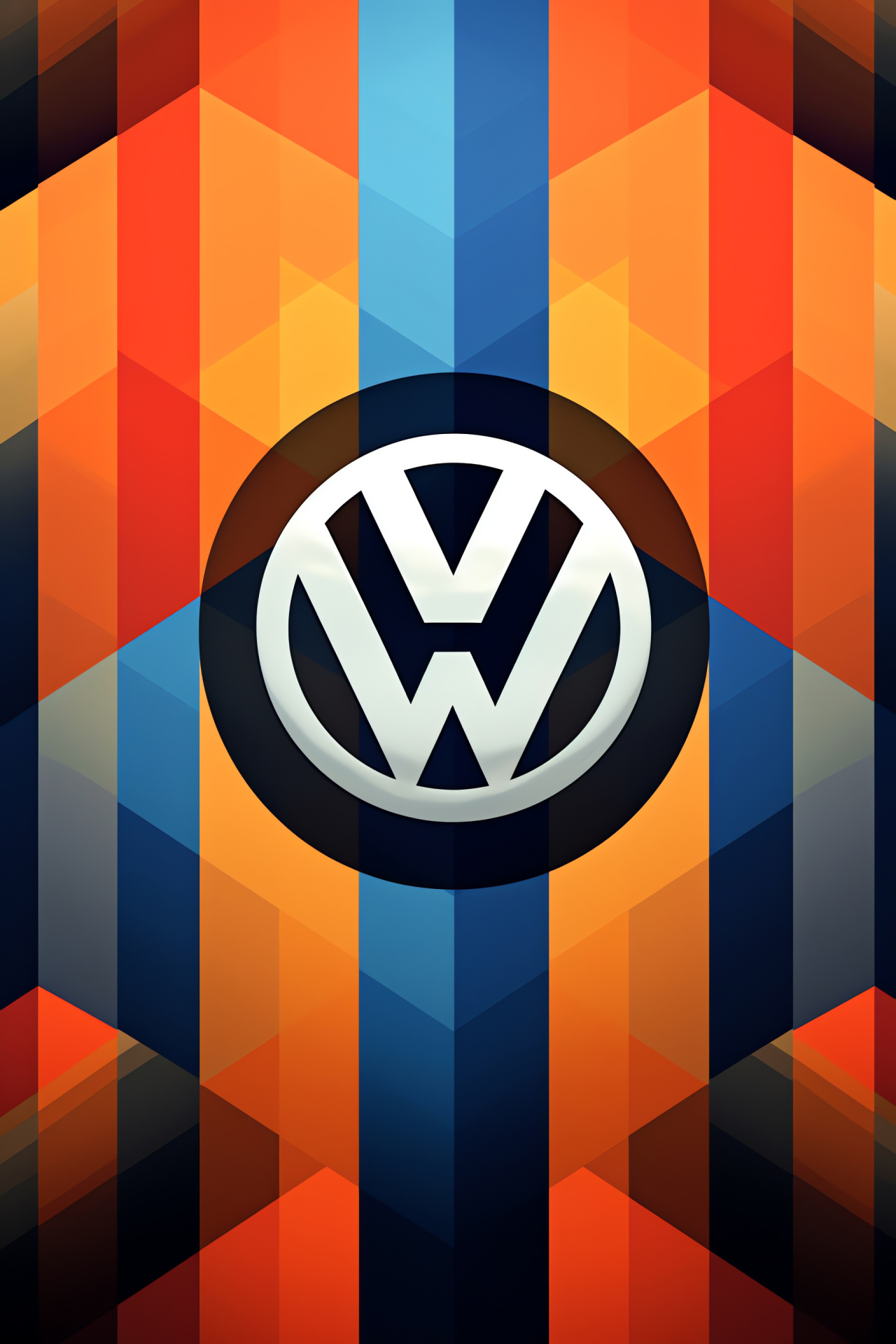 Volkswagen insignia, Geometric abstraction, Colorful brand art, German automotive ingenuity, Stylish emblem, HD Phone Image