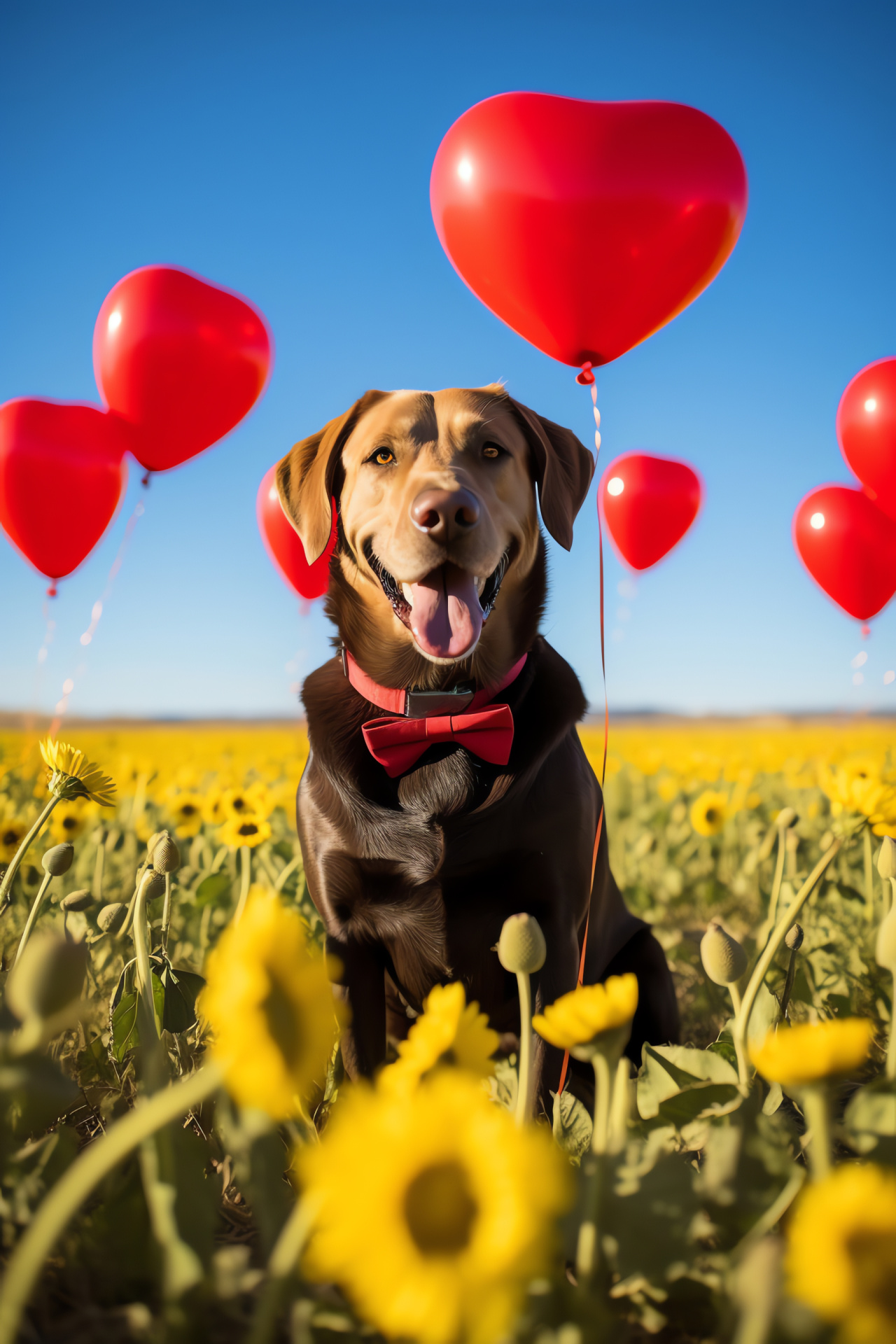 Snuggly pet, Valentine's Day theme, friendly breed, elegant dressing, green expanse, HD Phone Wallpaper