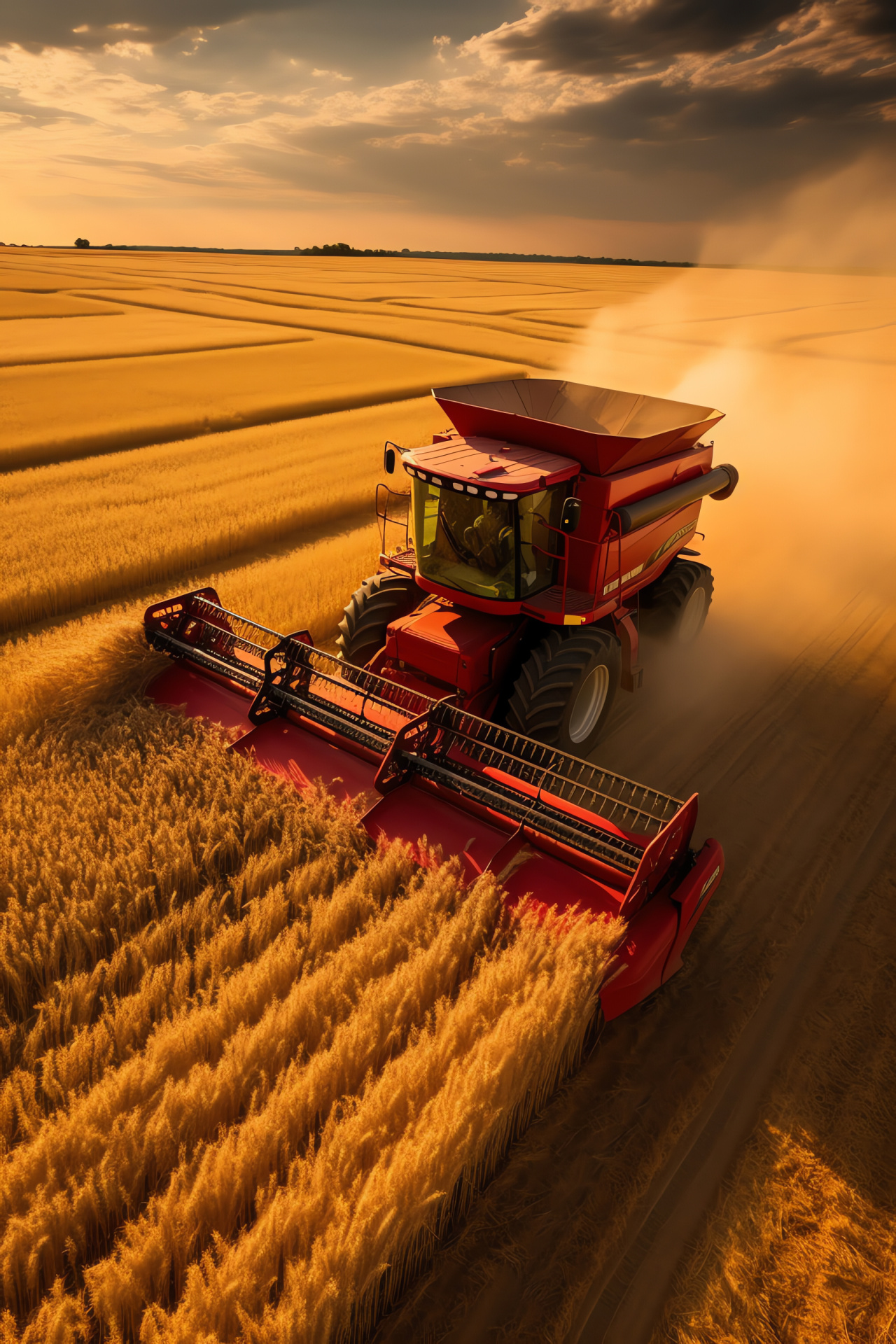 Case IH tractor work, Canadian agriculture, Golden wheat field, Combine harvesting task, Farming production scene, HD Phone Wallpaper