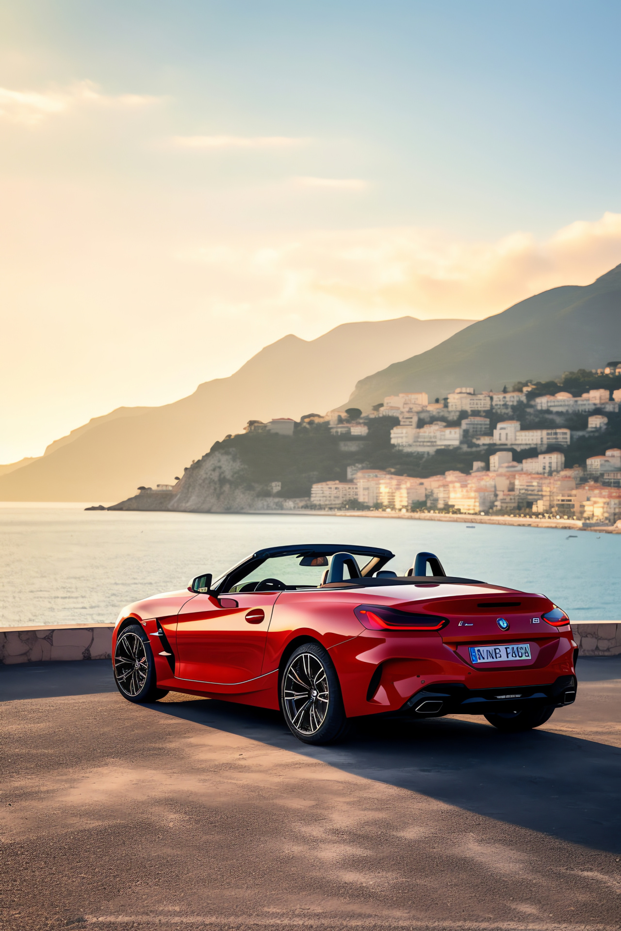 BMW Z4 M40i experience, Amalfi Coast journey, Open-top elegance, Red finish gleam, Summer touring spirit, HD Phone Wallpaper