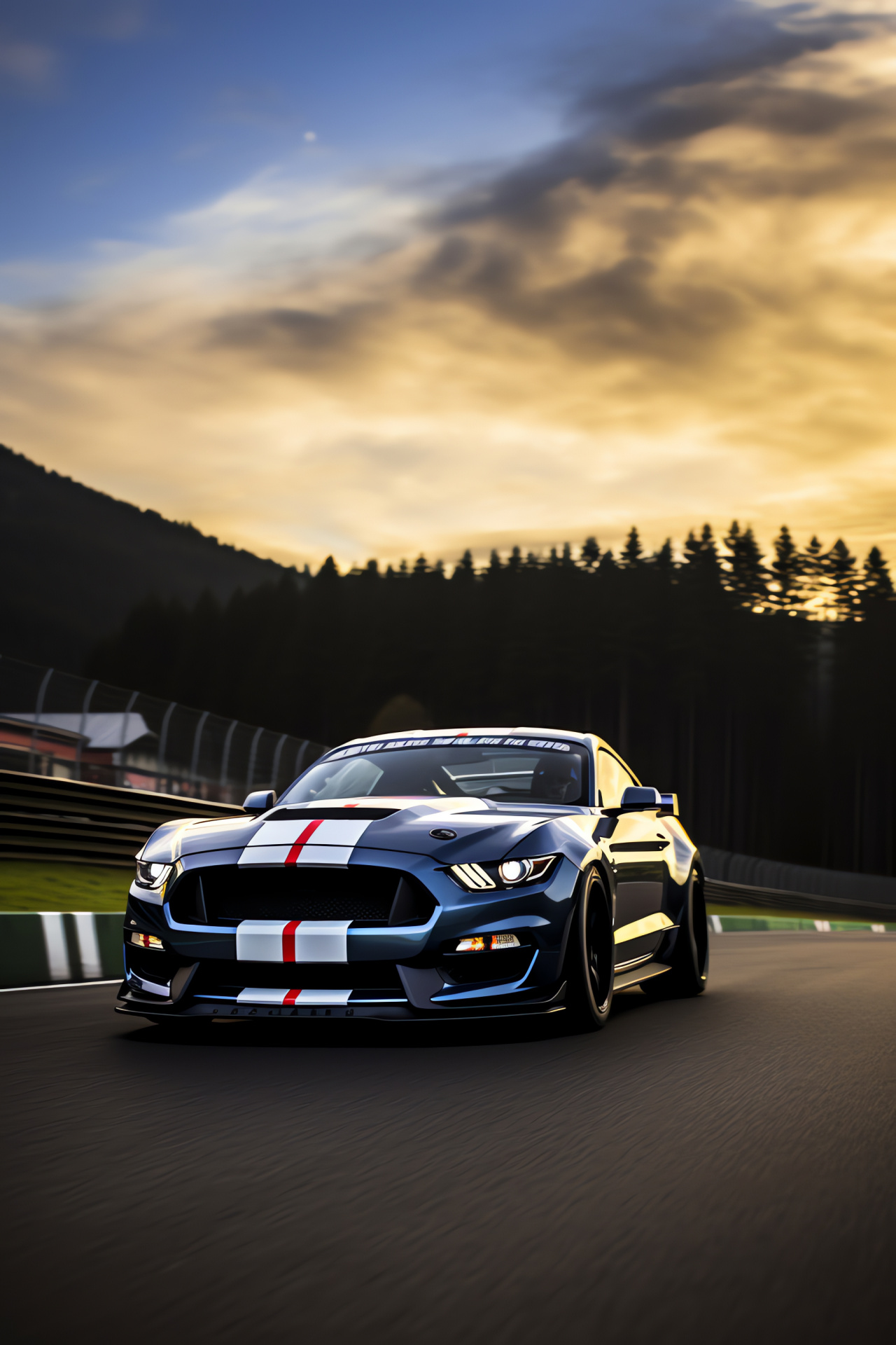 Mustang GT350R, High-speed Spa-Francorchamps, Recorded lap achievement, Advanced aerodynamic wing, Endurance racing character, HD Phone Image