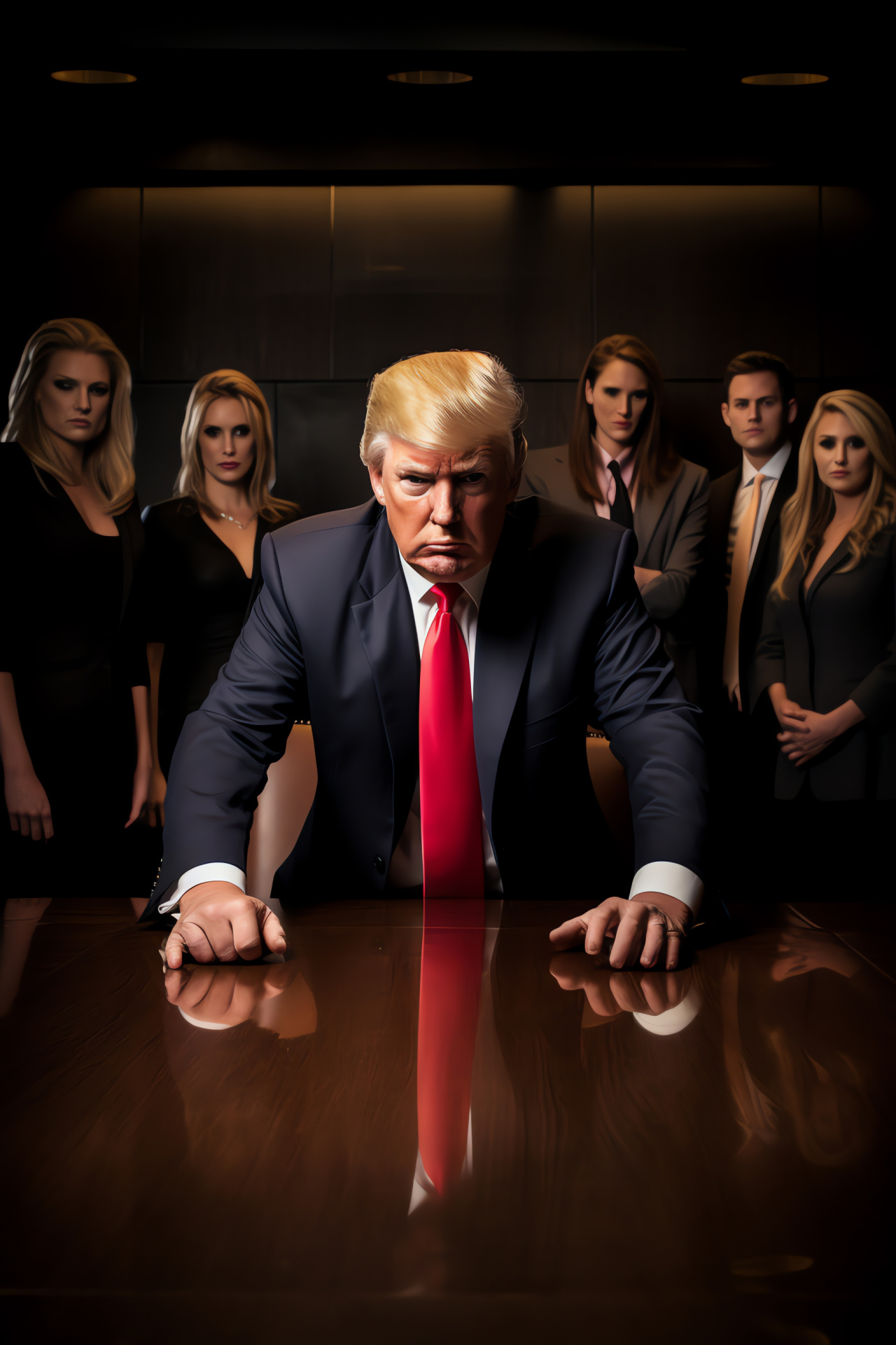 Donald Trump, Reality TV personality, Business TV show, Competitive environment, Boardroom scene, HD Phone Image