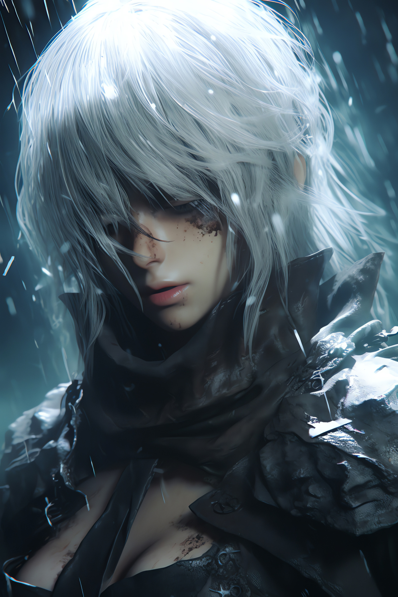 Nier Replicant insurgency, subterranean locale, rebel protagonist, cobalt luminescence, secret chamber, HD Phone Image