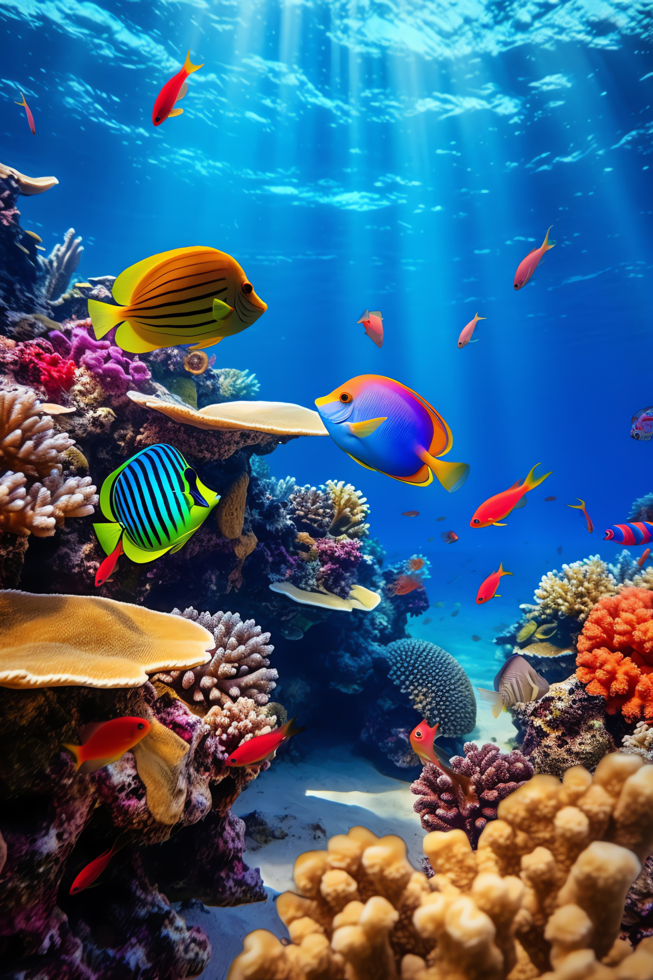 Coral reef dwelling fish, Underwater vibrant reef life, Color-rich Red Sea marine, Reef fish in aquatic home, Sea fauna vibrancy, HD Phone Wallpaper