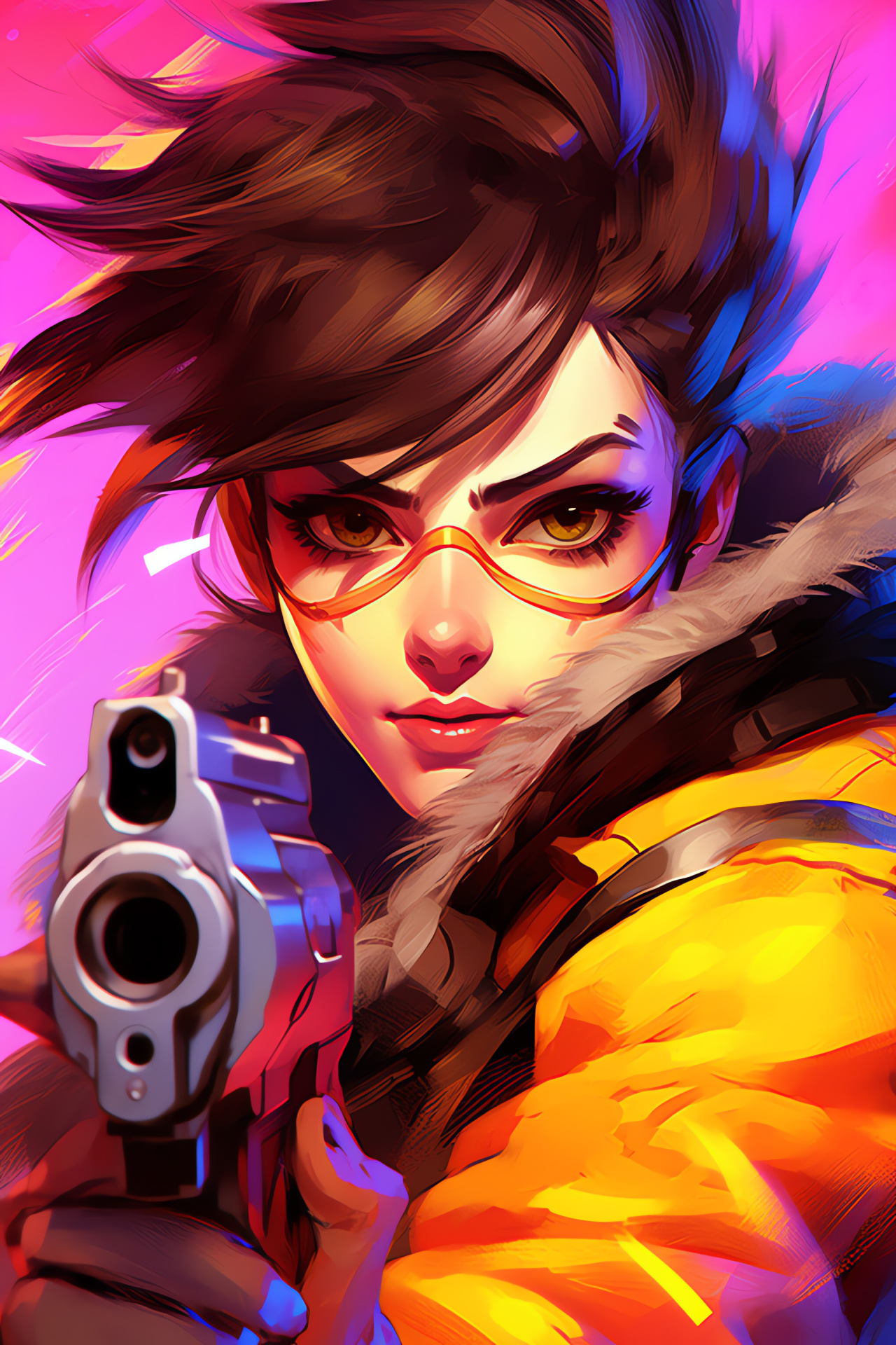 Overwatch Tracer, Sci-fi game character, Futuristic orange attire, Time-traveling hero, Overwatch universe, HD Phone Wallpaper