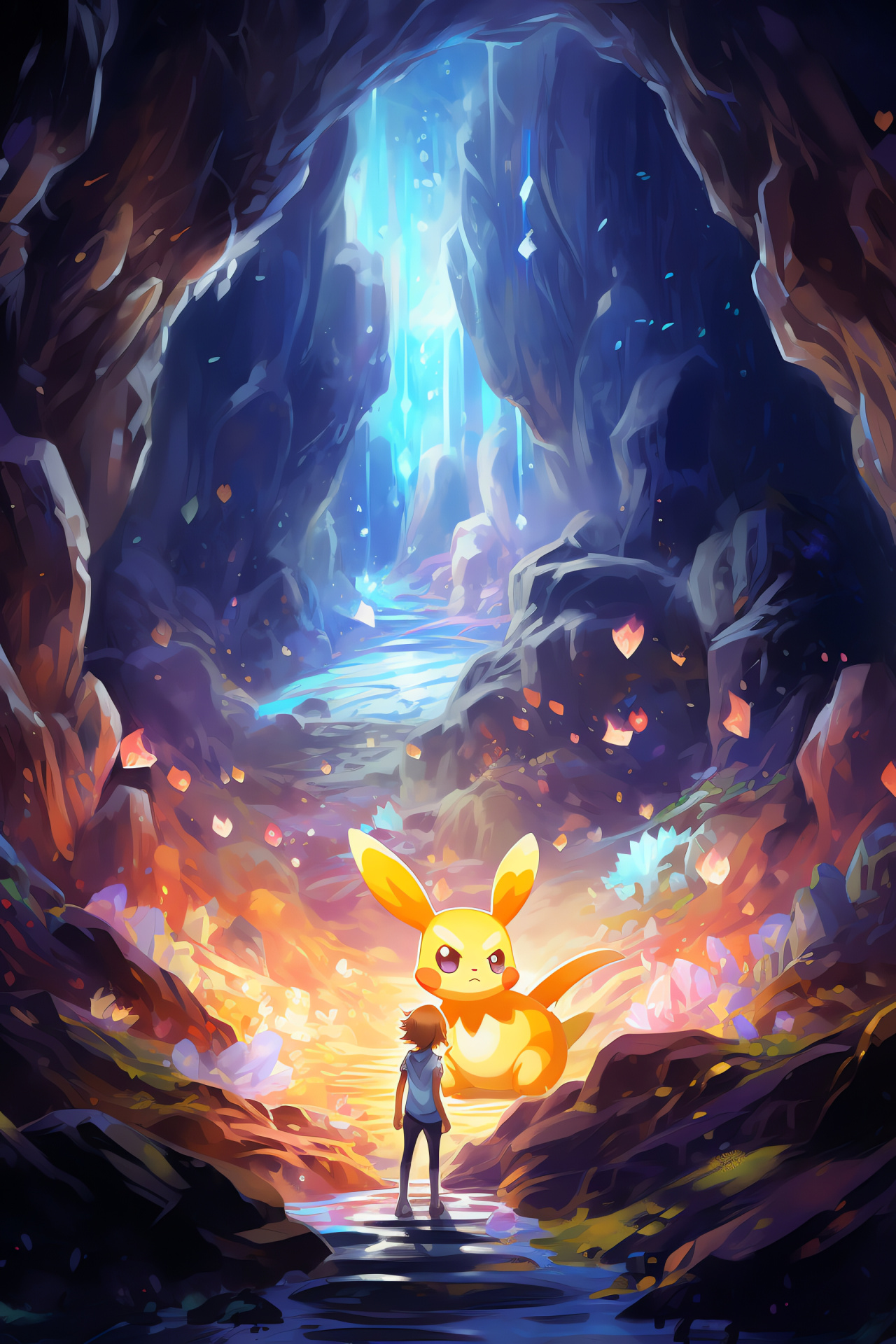 Pokemon White, Sparkling cave, Adventure exploration, Electric flying type, Natural formations, HD Phone Wallpaper