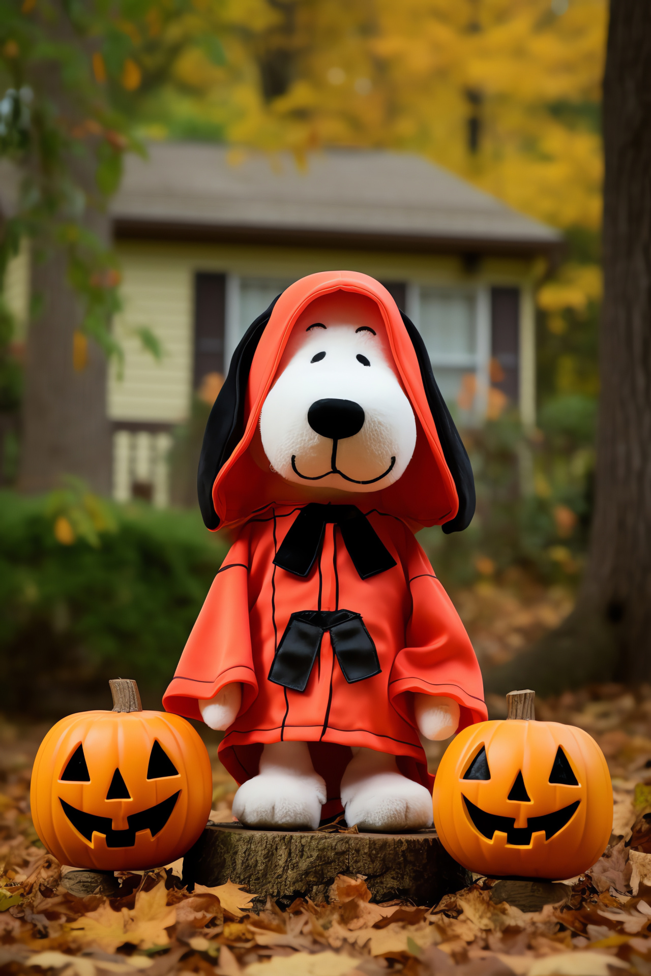 Peanuts Halloween theme, Animated gourds, Aviator dog fantasy, Trick-or-treat tradition, Decorated neighborhood, HD Phone Image