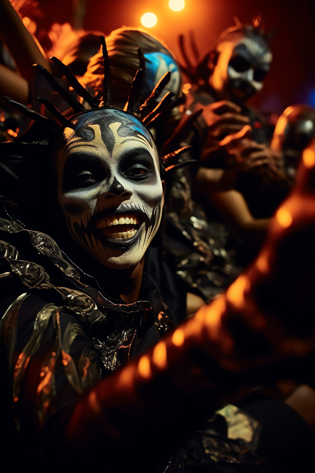 Halloween fiesta, cultural festivity, exuberant parade, Rio celebration, costumed merrymaking, HD Phone Image