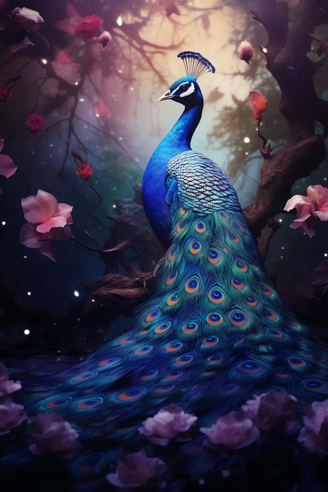 Mystical Peacock, Exotic bird, Iridescent plumage, Avian spectacle, Ornithology wonder, HD Phone Wallpaper