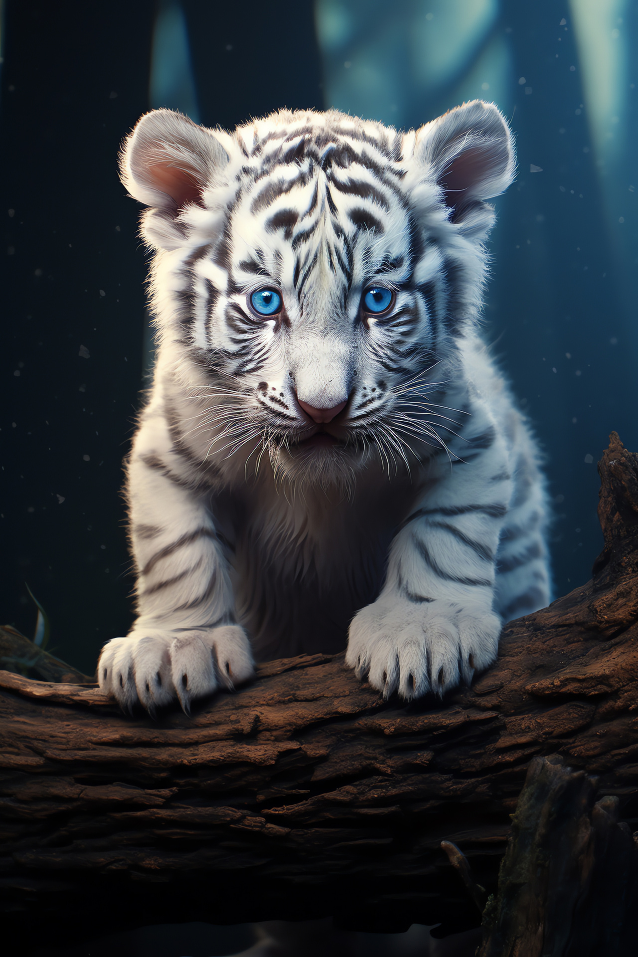 Fledgling Jungle Cat, Cerulean Stare, Subtle Markings, Raw Cotton Texture, Snowy Beast, HD Phone Image