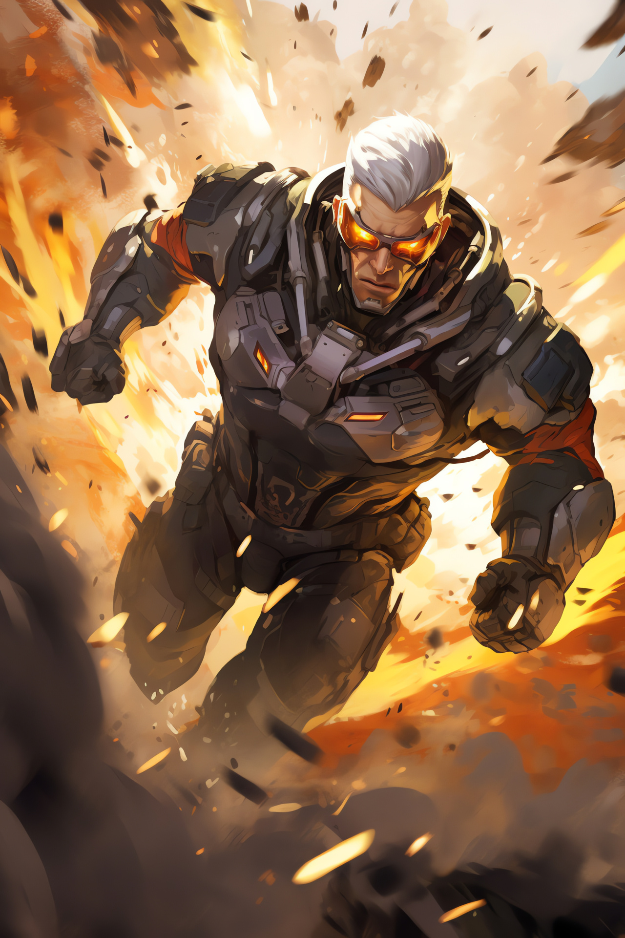 Overwatch game, Soldier 76 character, Vigilante skin, Tactical sprint, Combat attire, HD Phone Wallpaper