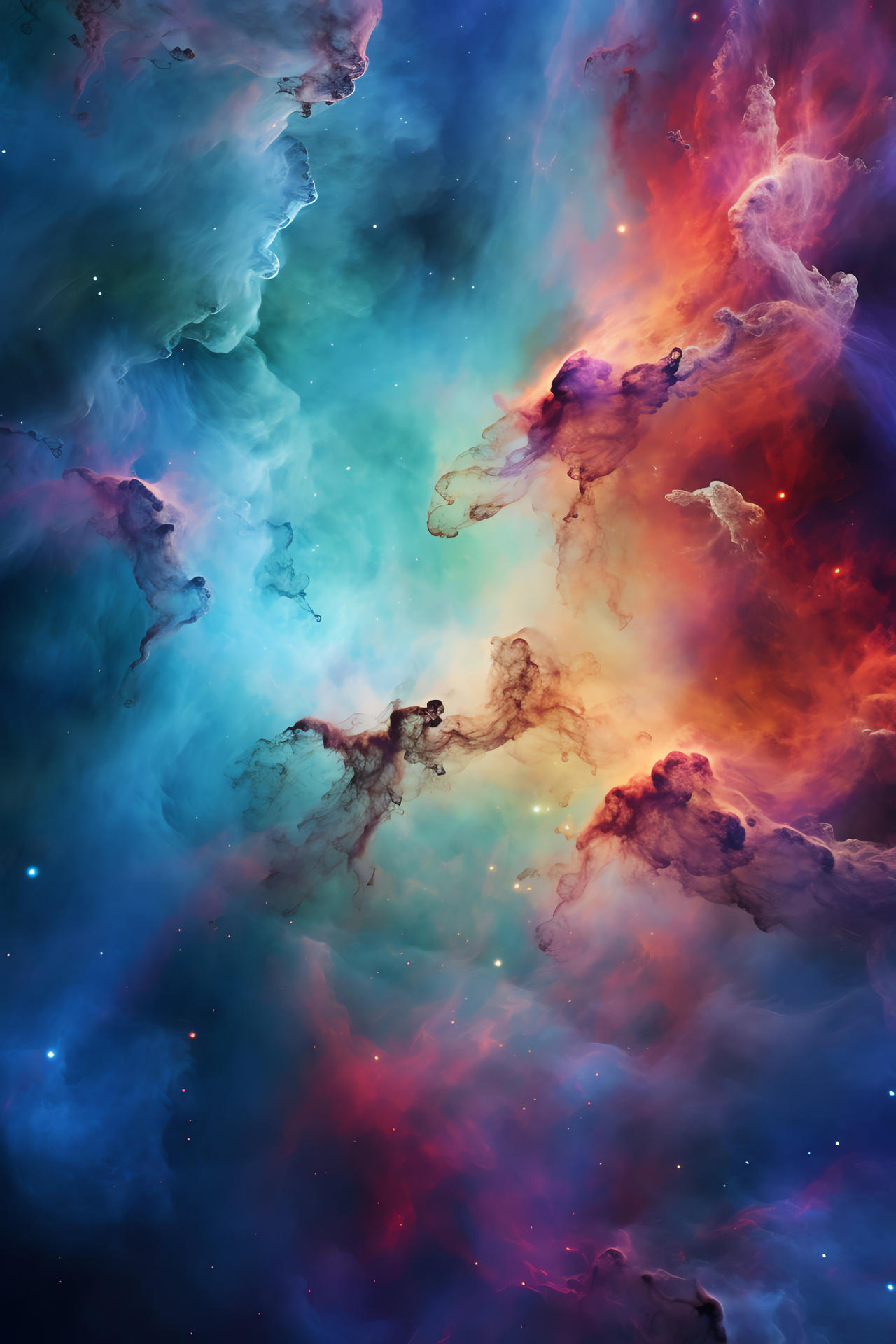 Lagoon Nebula brilliance, Interstellar artistry, Galactic dust swirls, Nebula canvass, Space tapestry, HD Phone Wallpaper